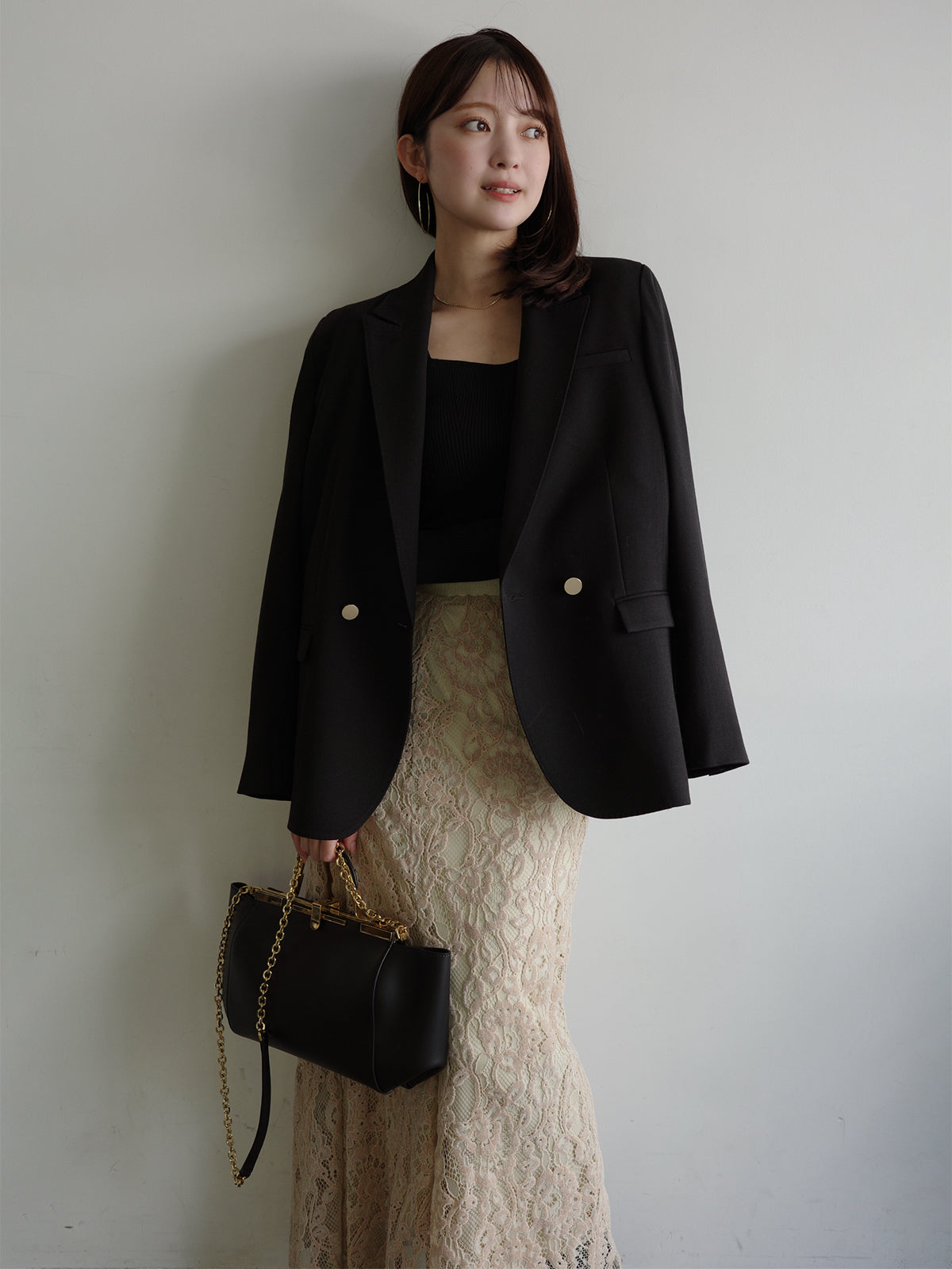 シルクカシミアブレンドデコルテリブニット