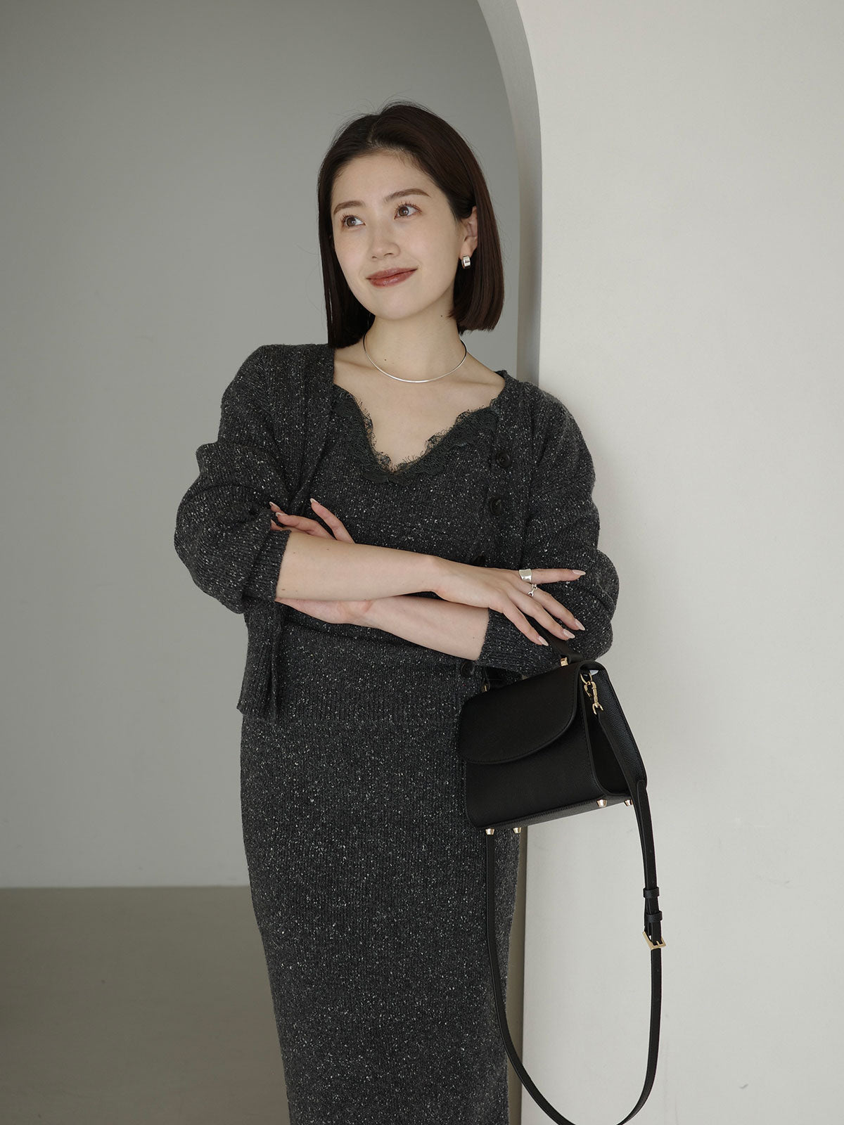 メランジヤーンニットセットアップ