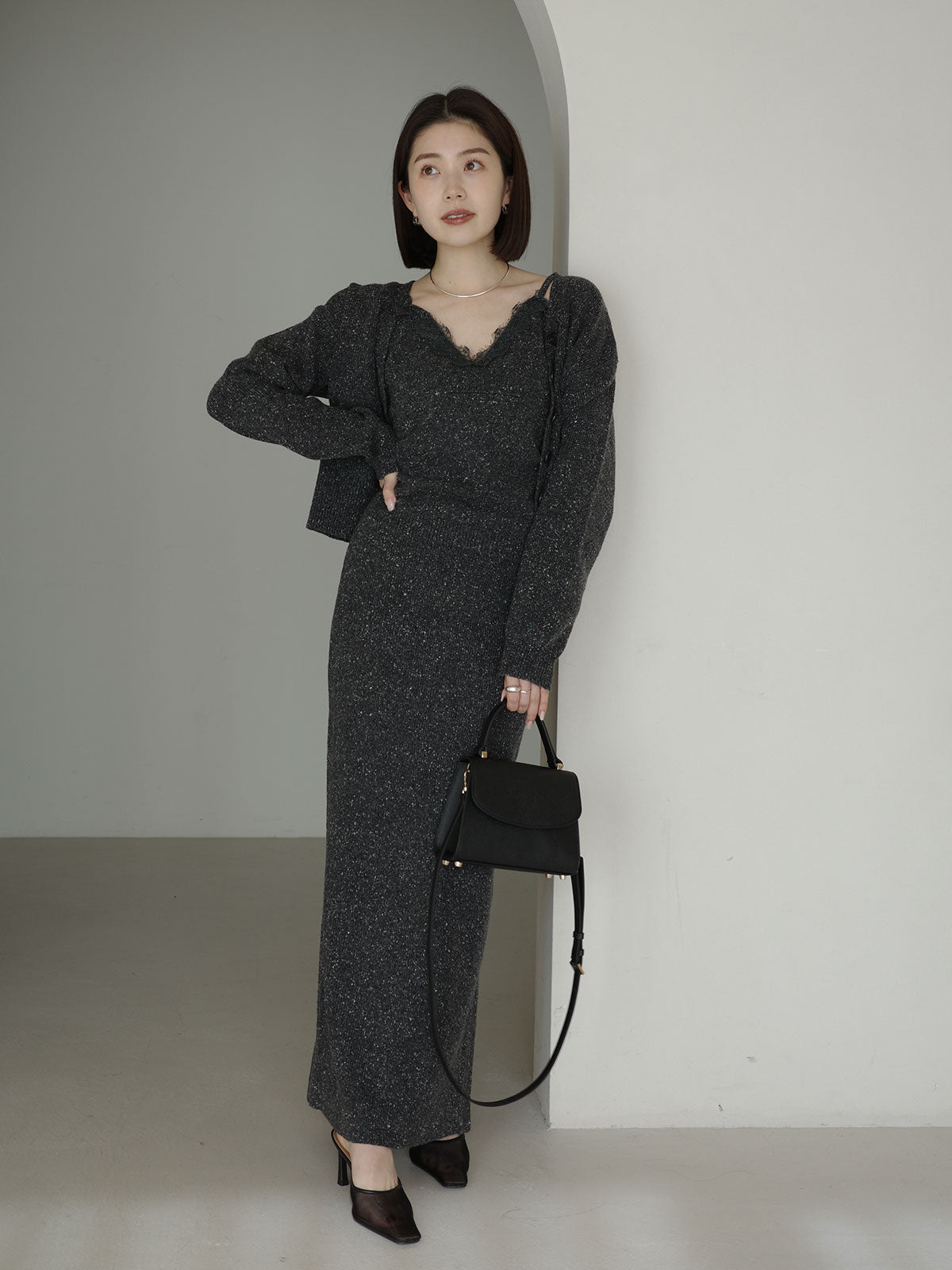 メランジヤーンニットセットアップ