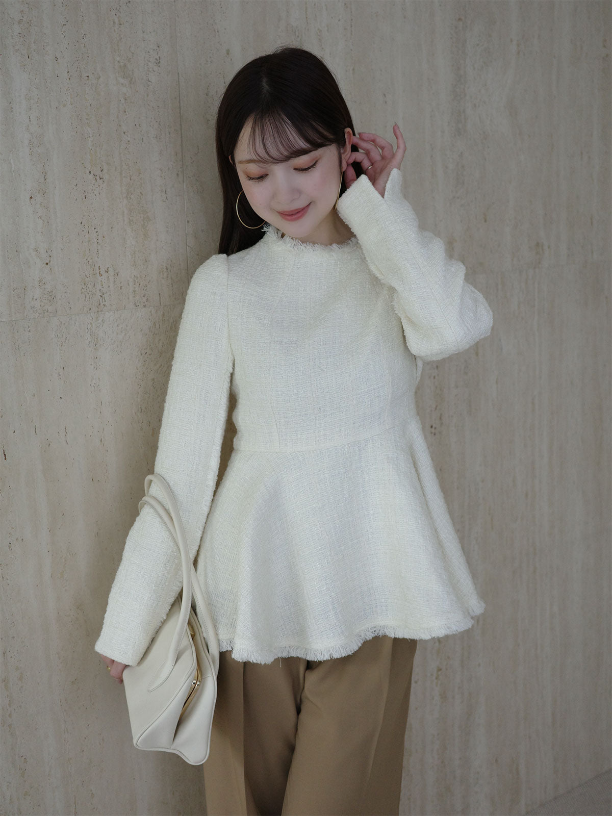 ánuans ツイード　ペプラム　ブラウス ツイードペプラムブラウス