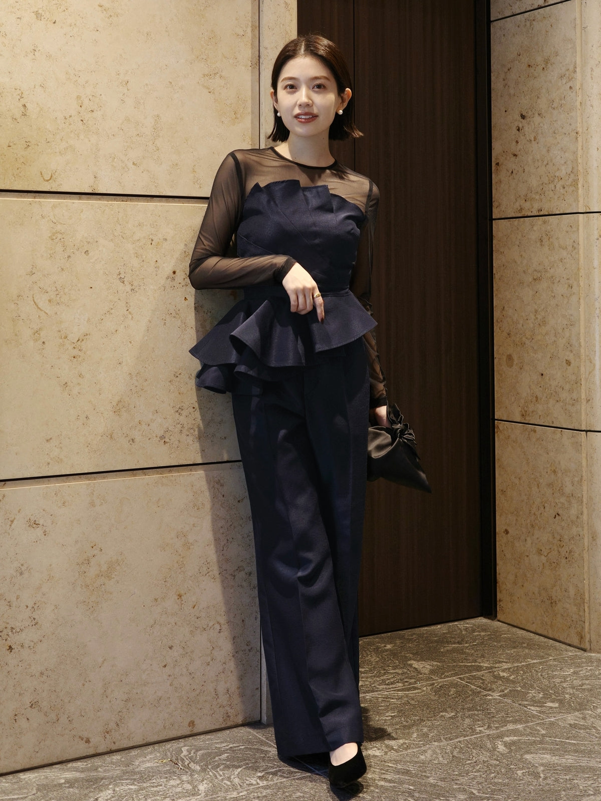 【occasion】フォールドビスチェセットアップ