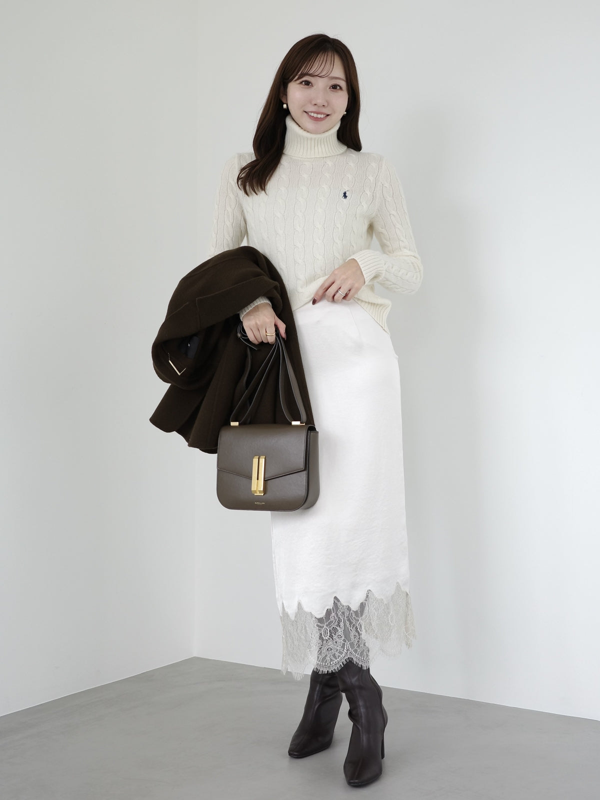 【POLO RALPH LAUREN】Wool-Cashmere Cable Turtleneck Sweater