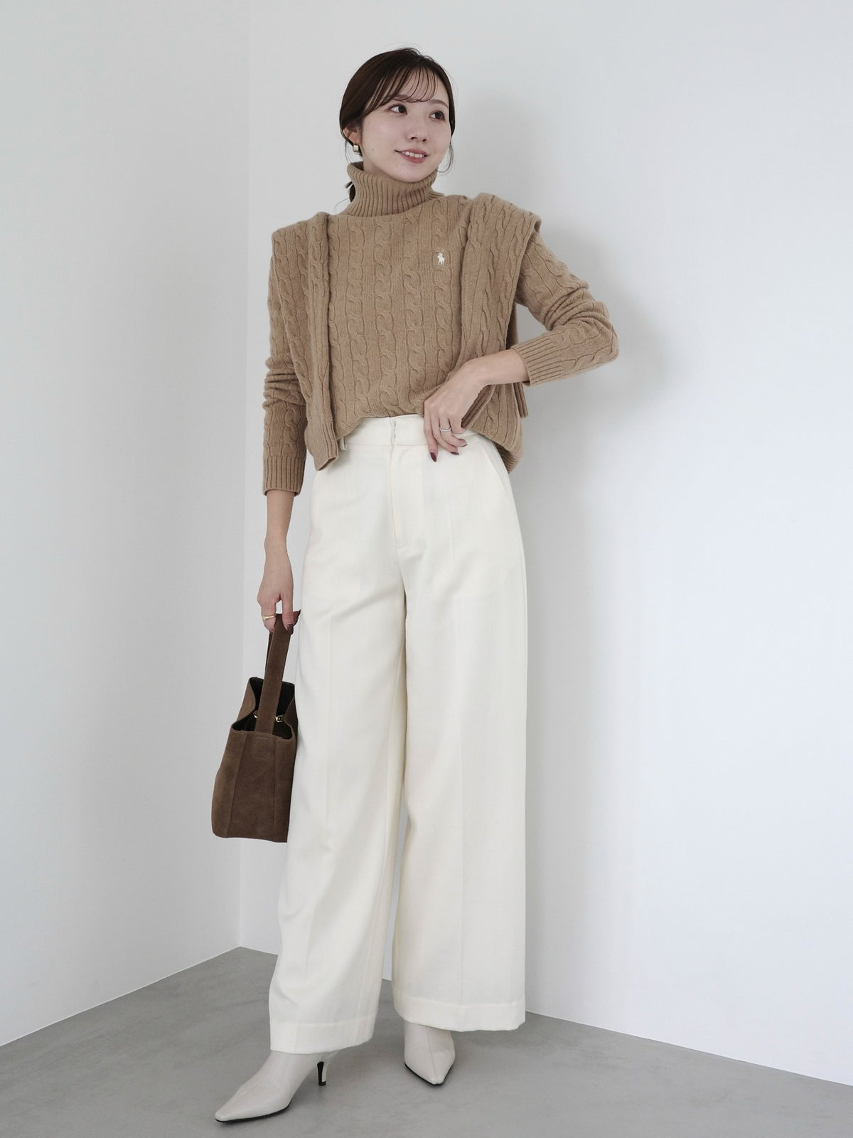 【POLO RALPH LAUREN】Wool-Cashmere Cable Turtleneck Sweater