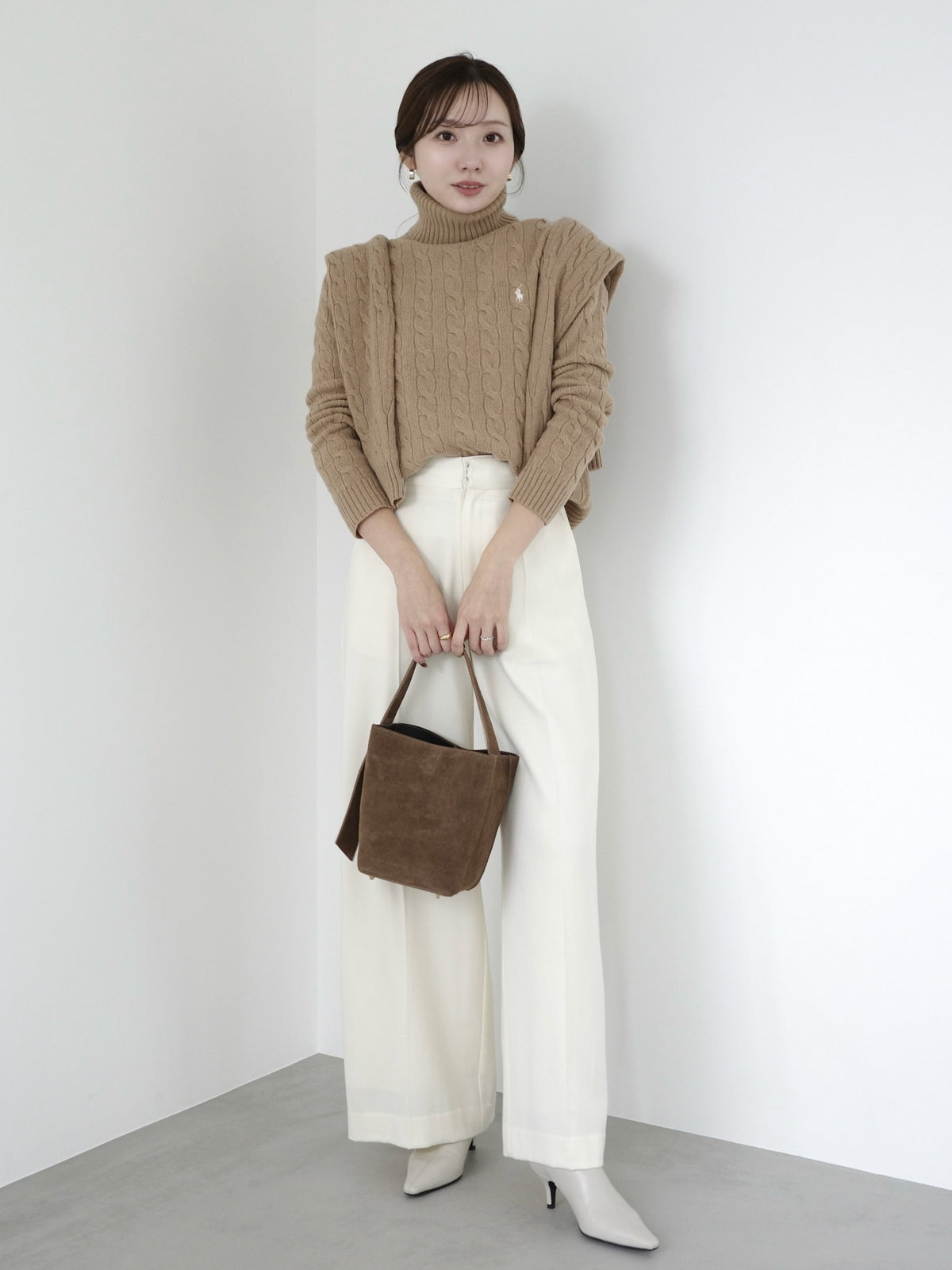 【POLO RALPH LAUREN】Wool-Cashmere Cable Turtleneck Sweater