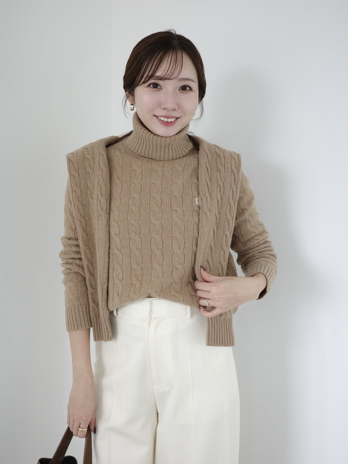 【POLO RALPH LAUREN】Wool-Cashmere Cable Turtleneck Sweater