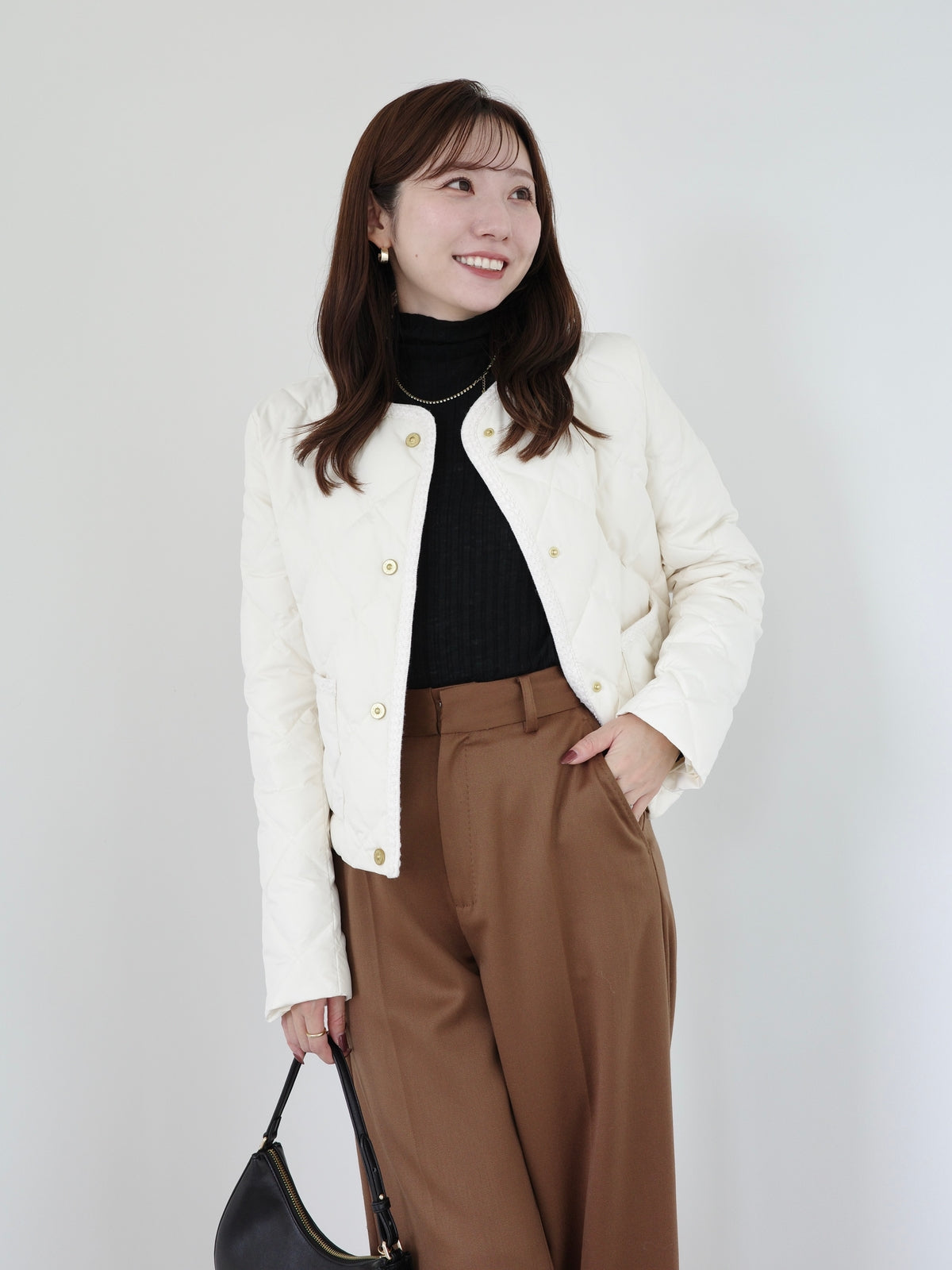 【TAION×ánuans】ノーカラーキルティングショートダウン