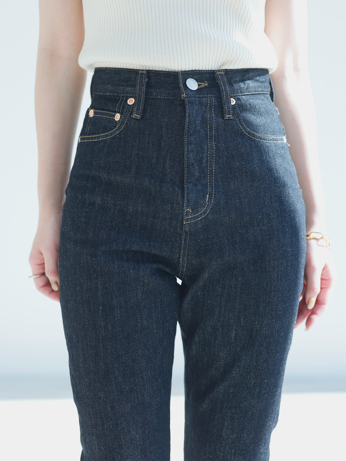 Slim straight denim