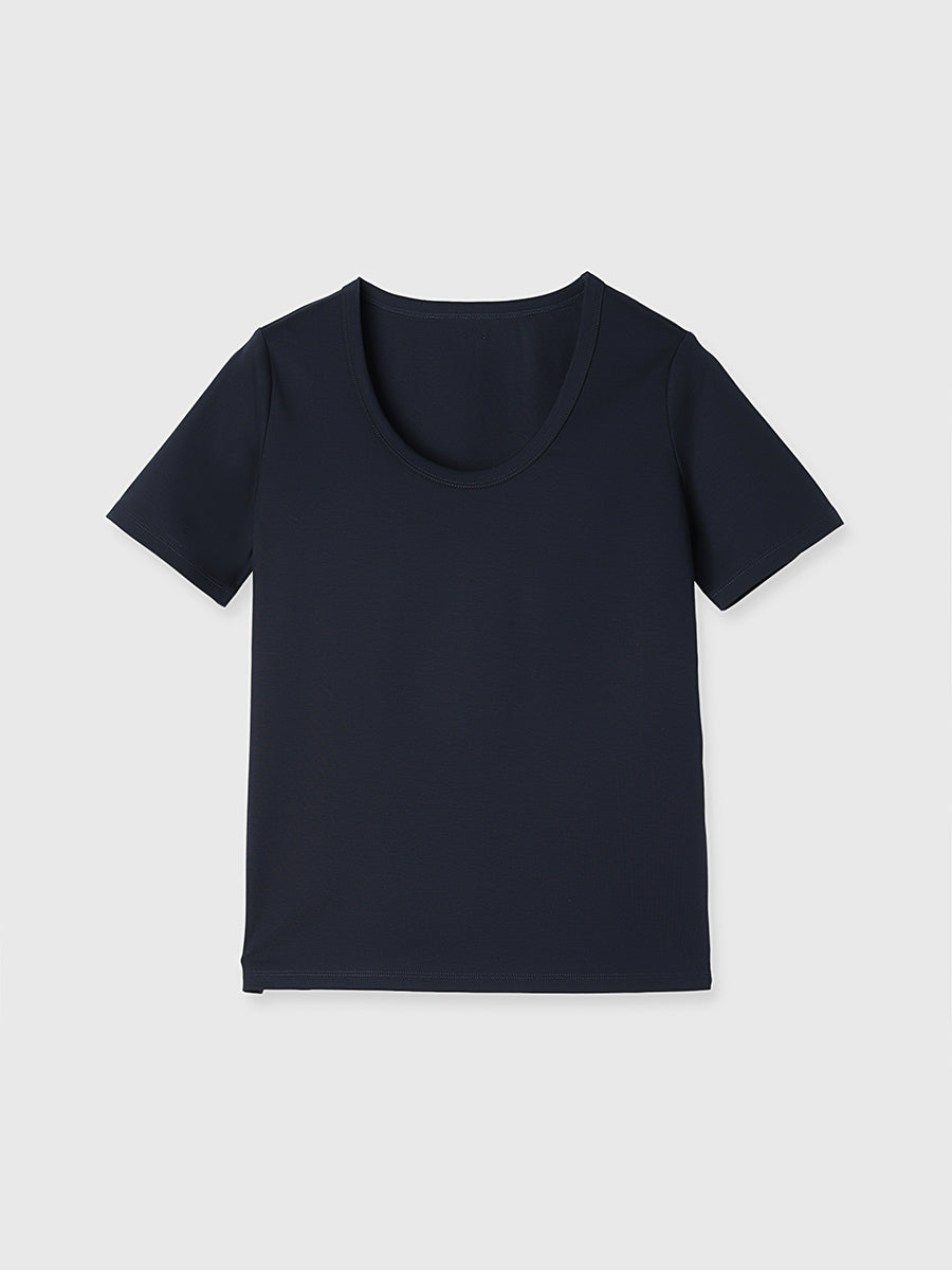 anuans シルクタッチコットンUネックTシャツ シルクタッチコットンUネックTシャツ