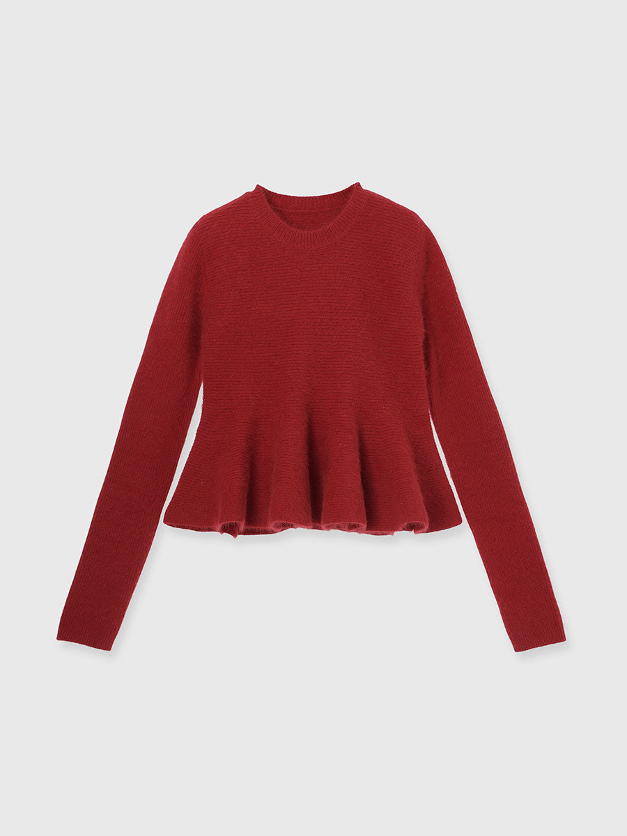 ペプラムショートニットトップス