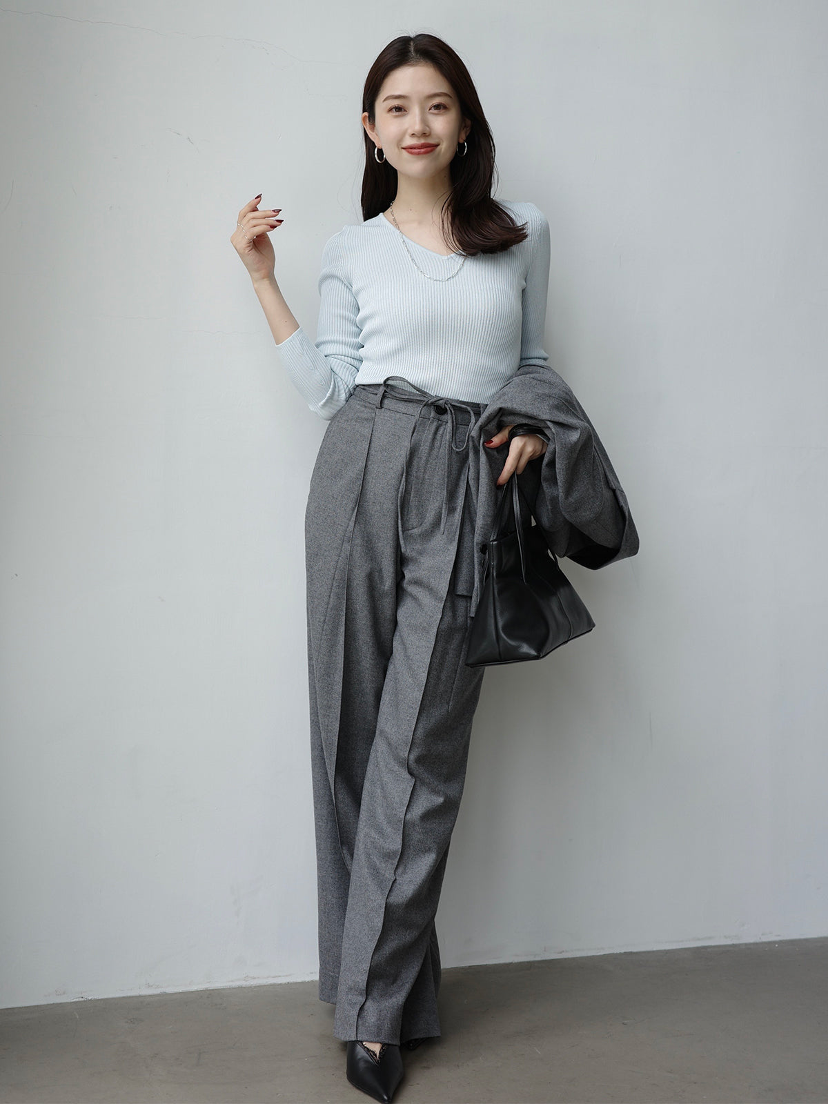 リュクスビスコースリブニットプルオーバー