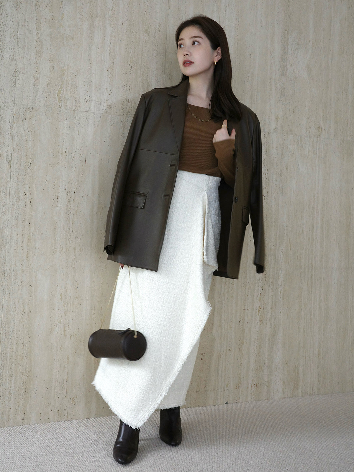 ツイードラップスカート