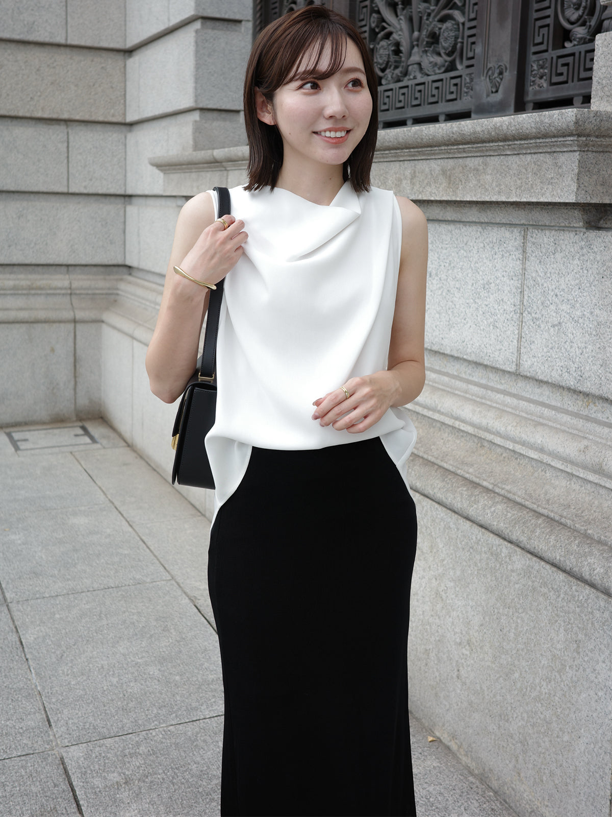 トリアセテートドレープブラウス