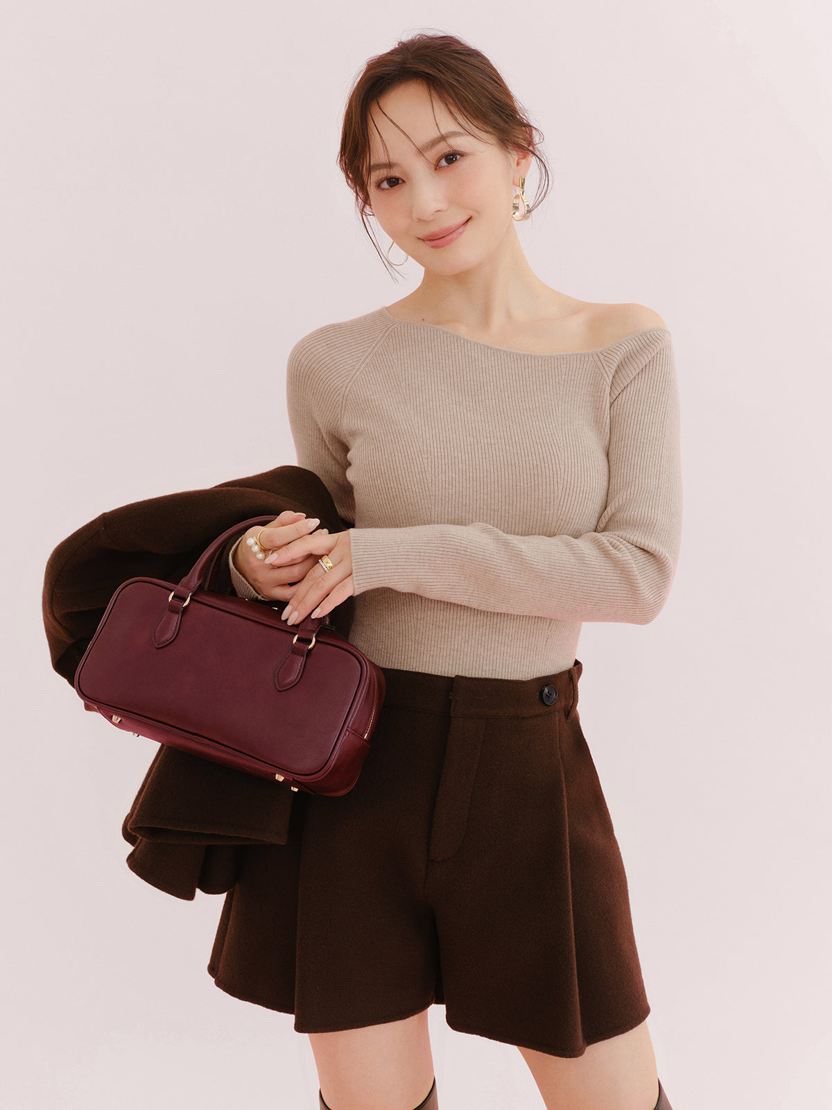 シルクカシミヤブレンドフィットリブアシンメトリーニット
