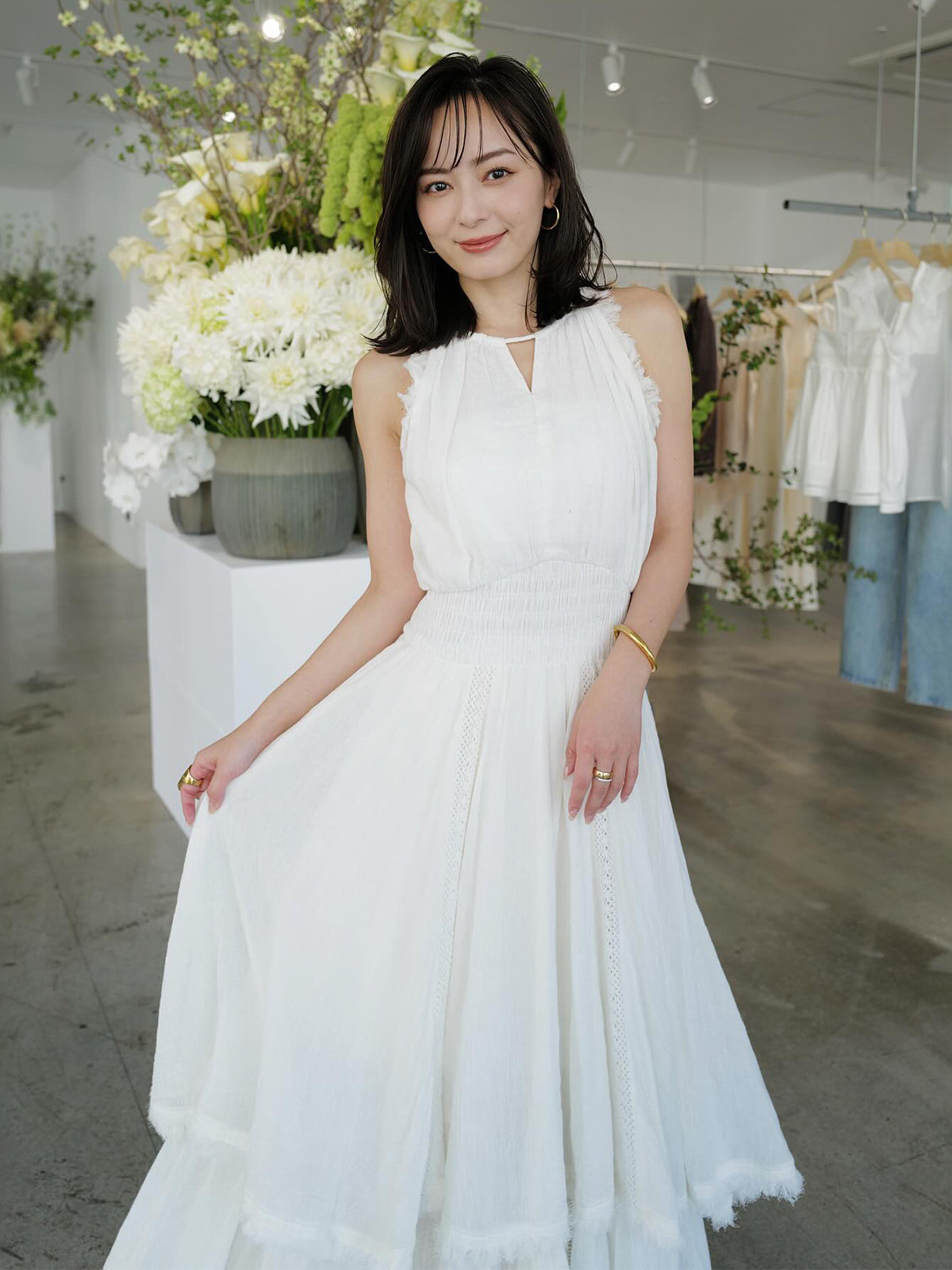 Indiaバックオープンティアードワンピース