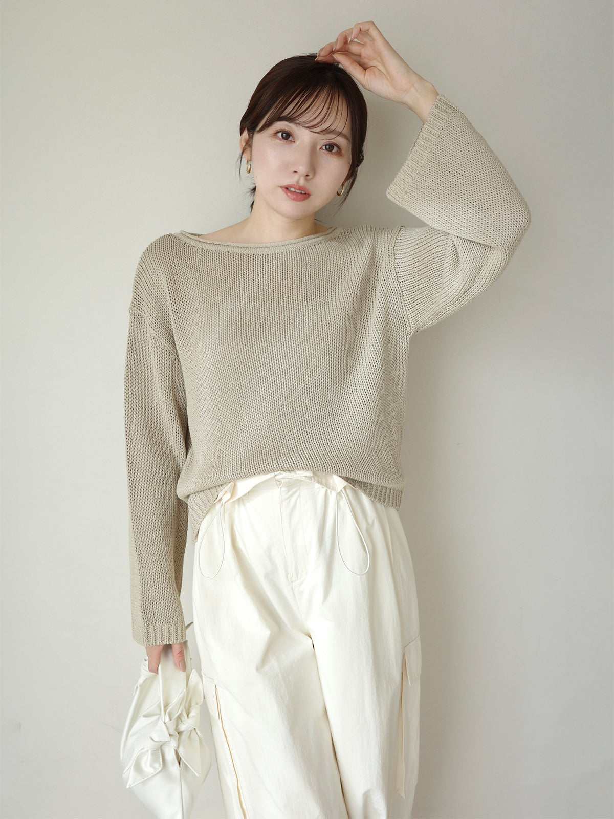 ペーパーヤーンニットプルオーバー