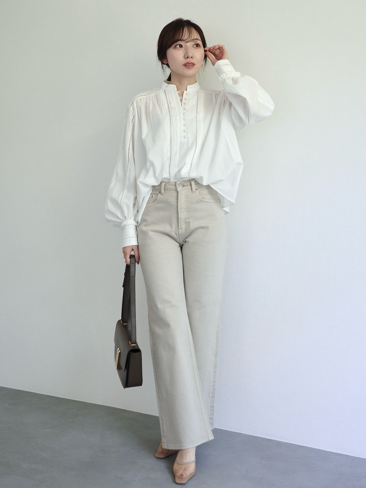 よう　anuans ワイドデニム ベージュ Sサイズ 試着のみ タグ付き Wide leg denim