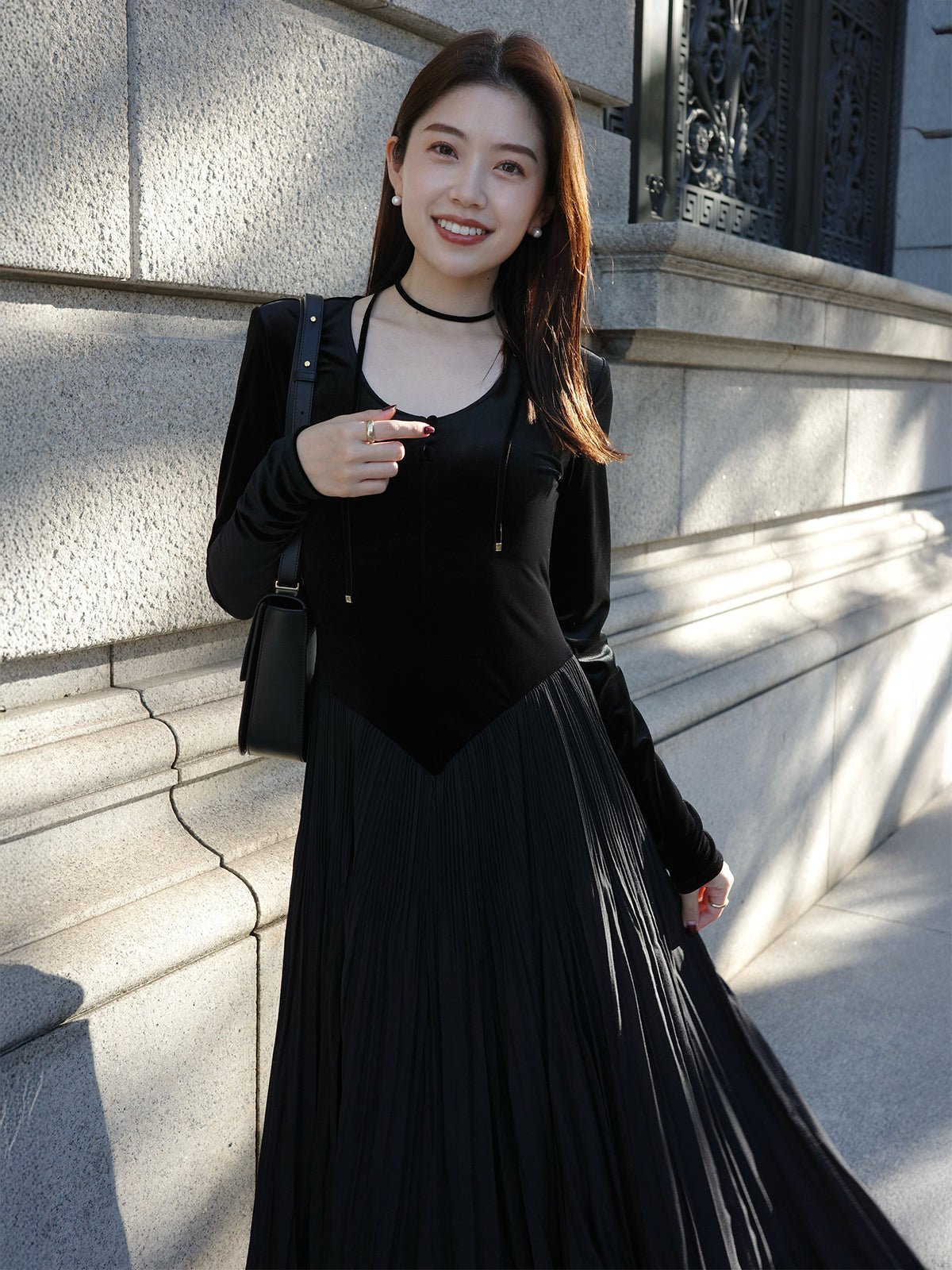 anuans ベロアシフォンドッキングワンピース ベロアシフォンドッキングワンピース