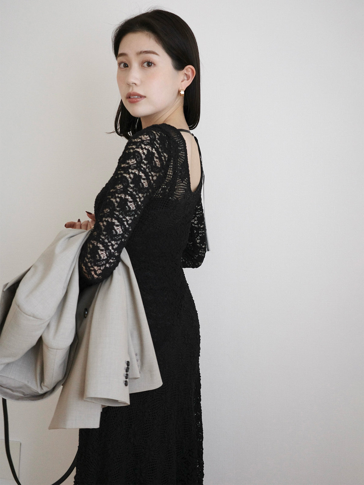 シュリンクレースパネルワンピース