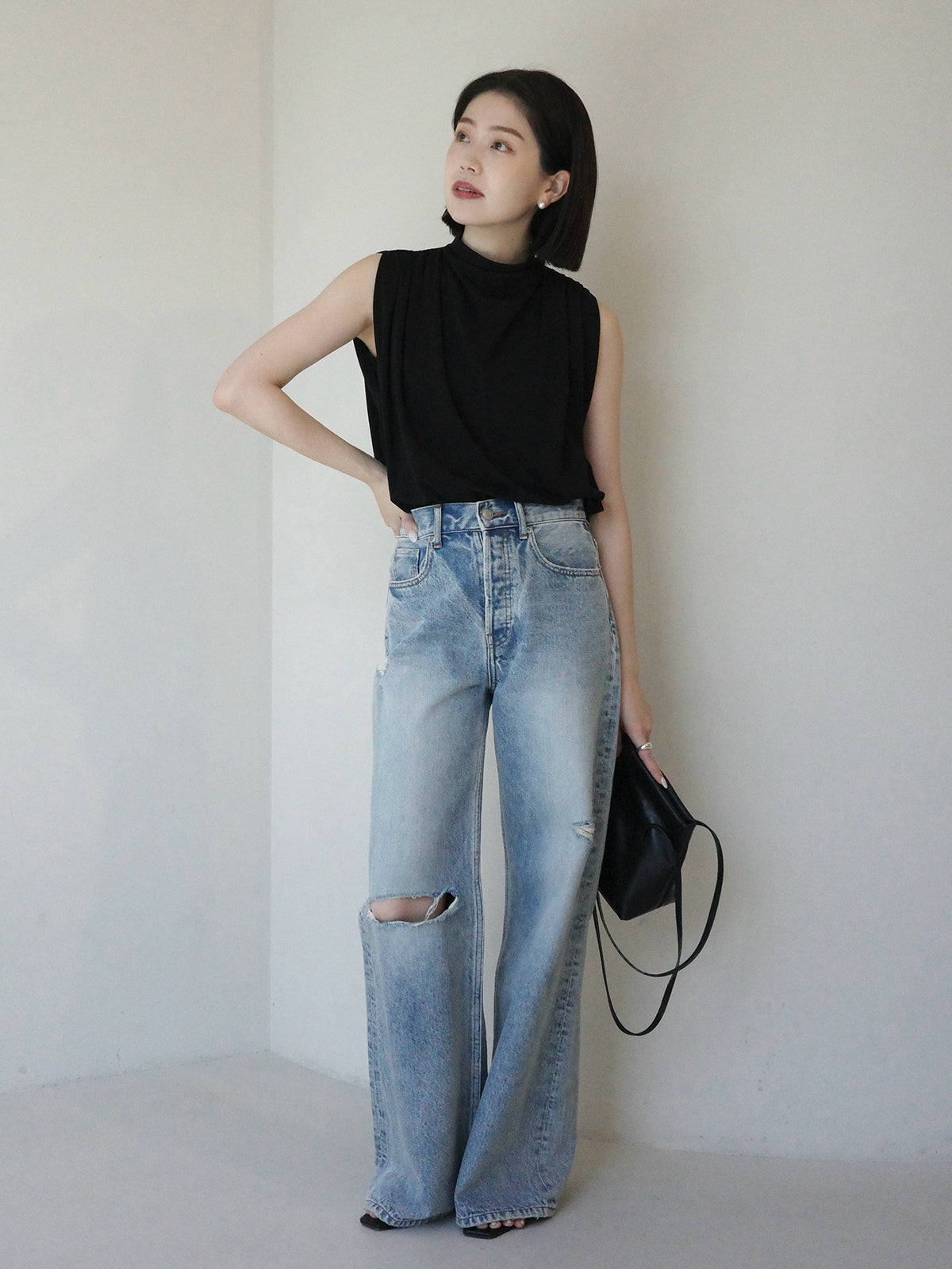 トリアセギャザードレープカットトップス