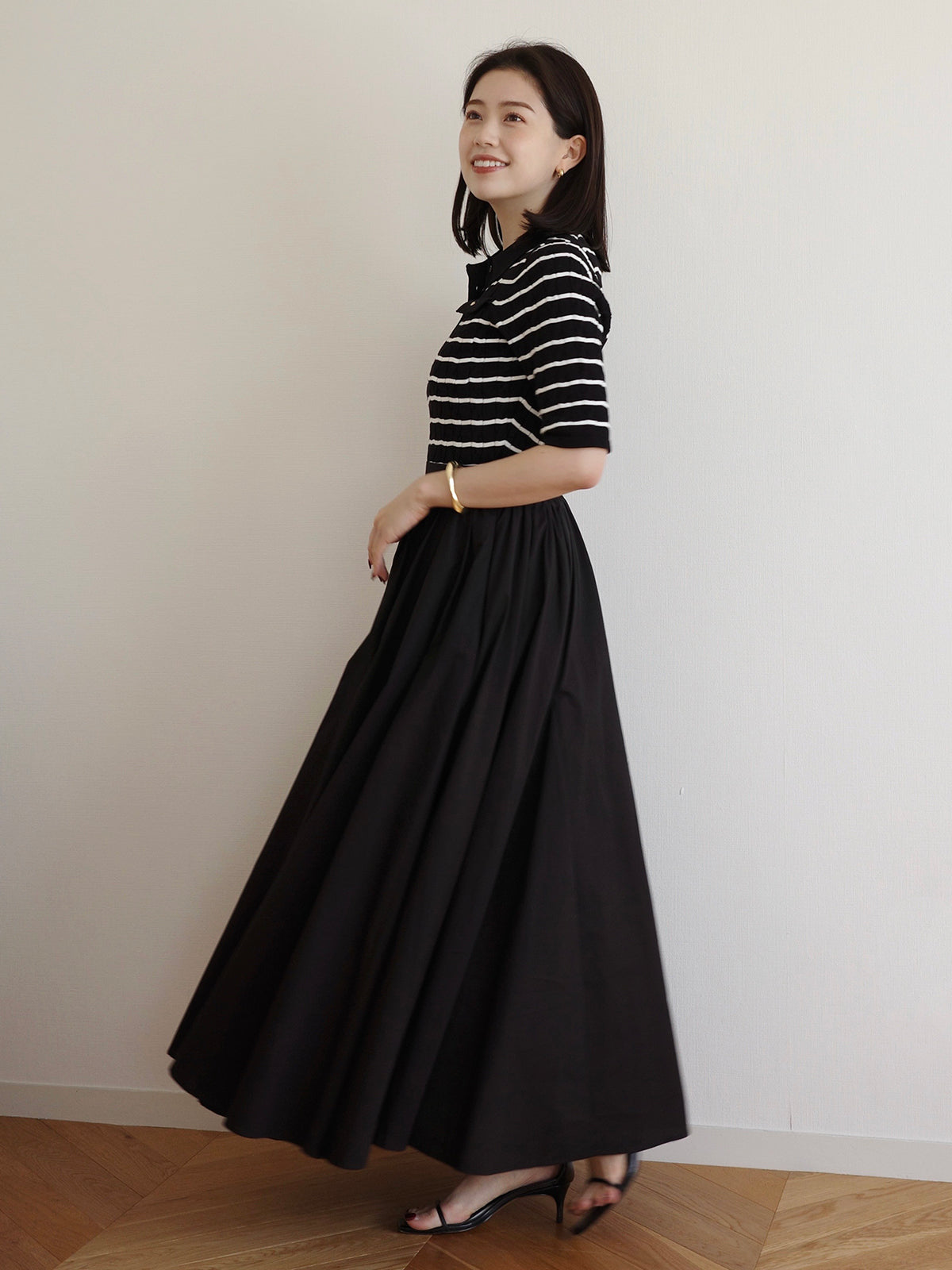 ケーブルポロドッキングニットワンピース