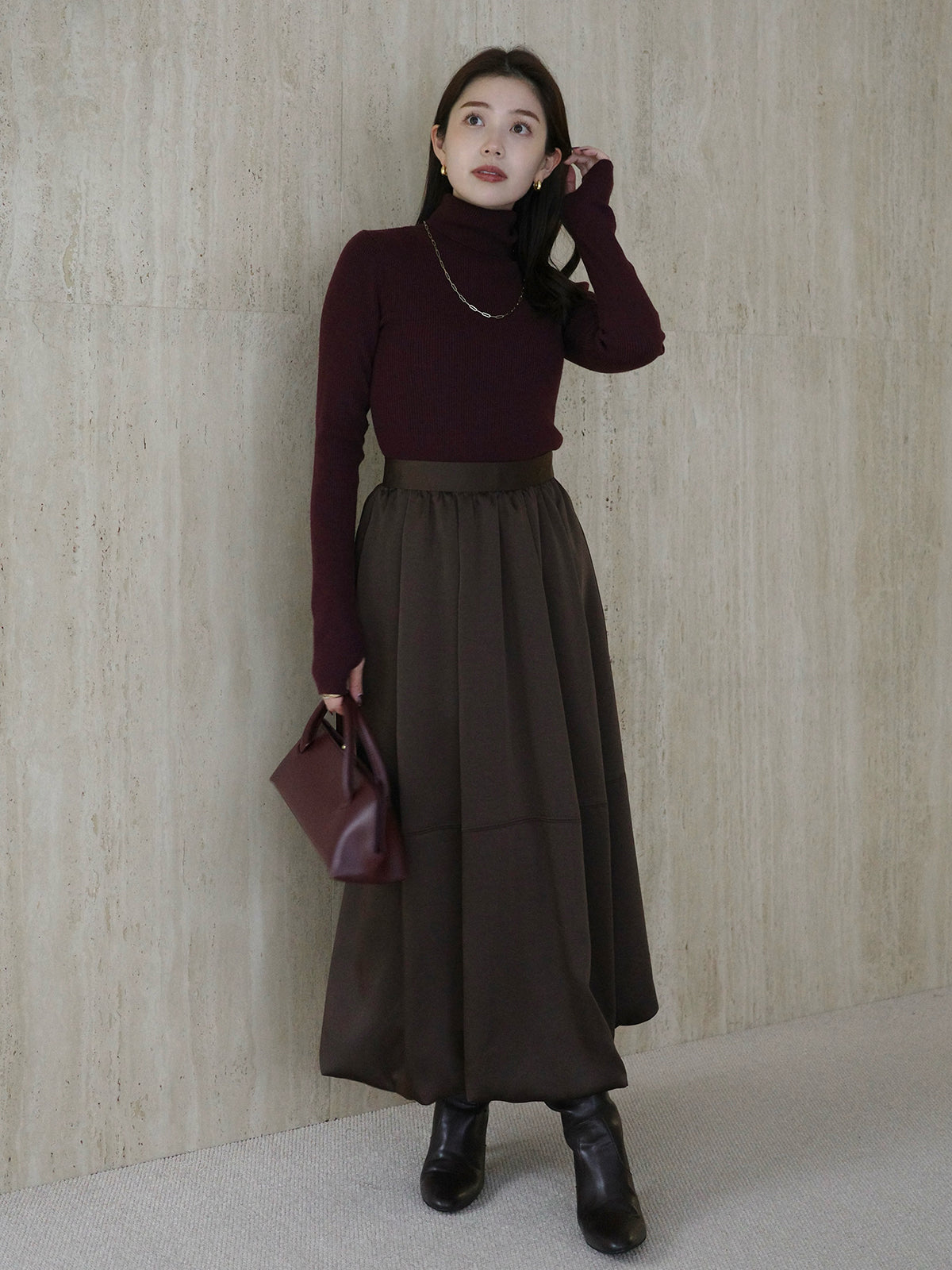 アセライクサテンバルーンスカート