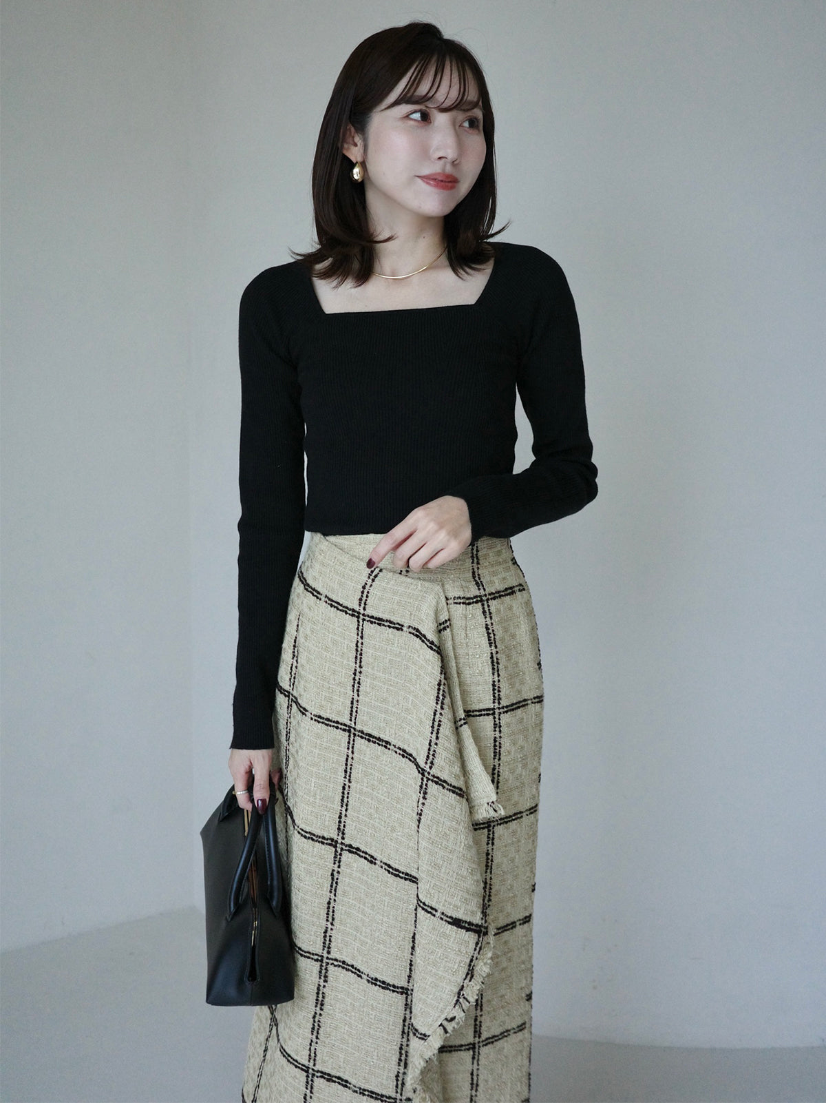 ツイードラップスカート