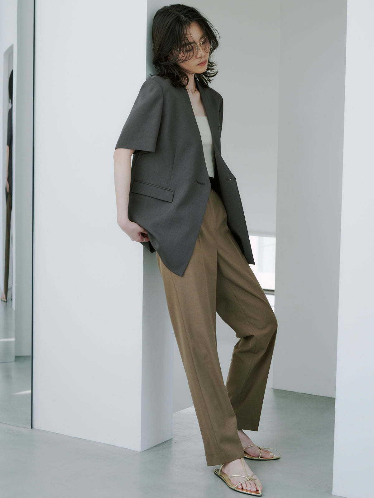 ハイネックノーカラージャケット