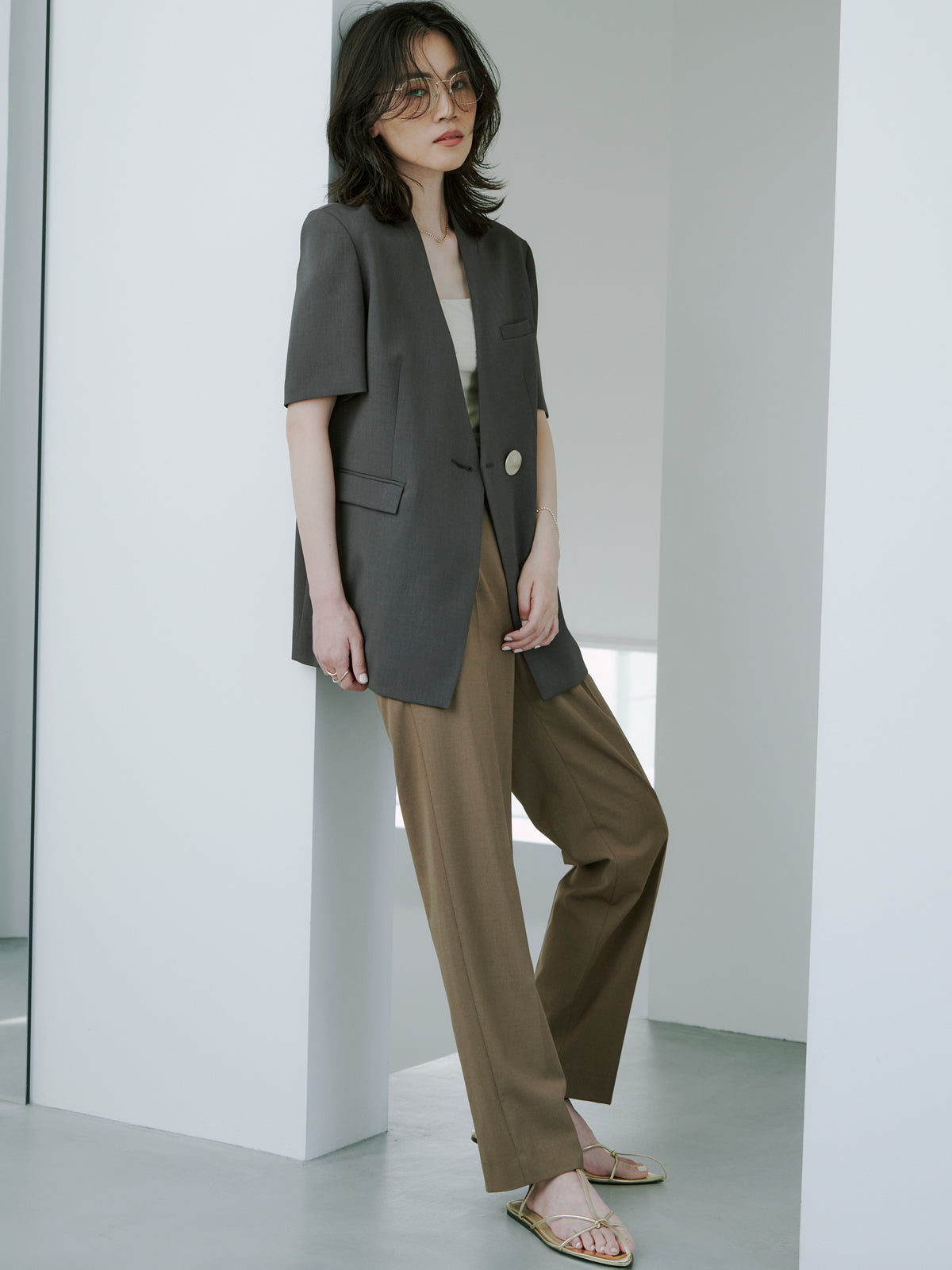 ハイネックノーカラージャケット