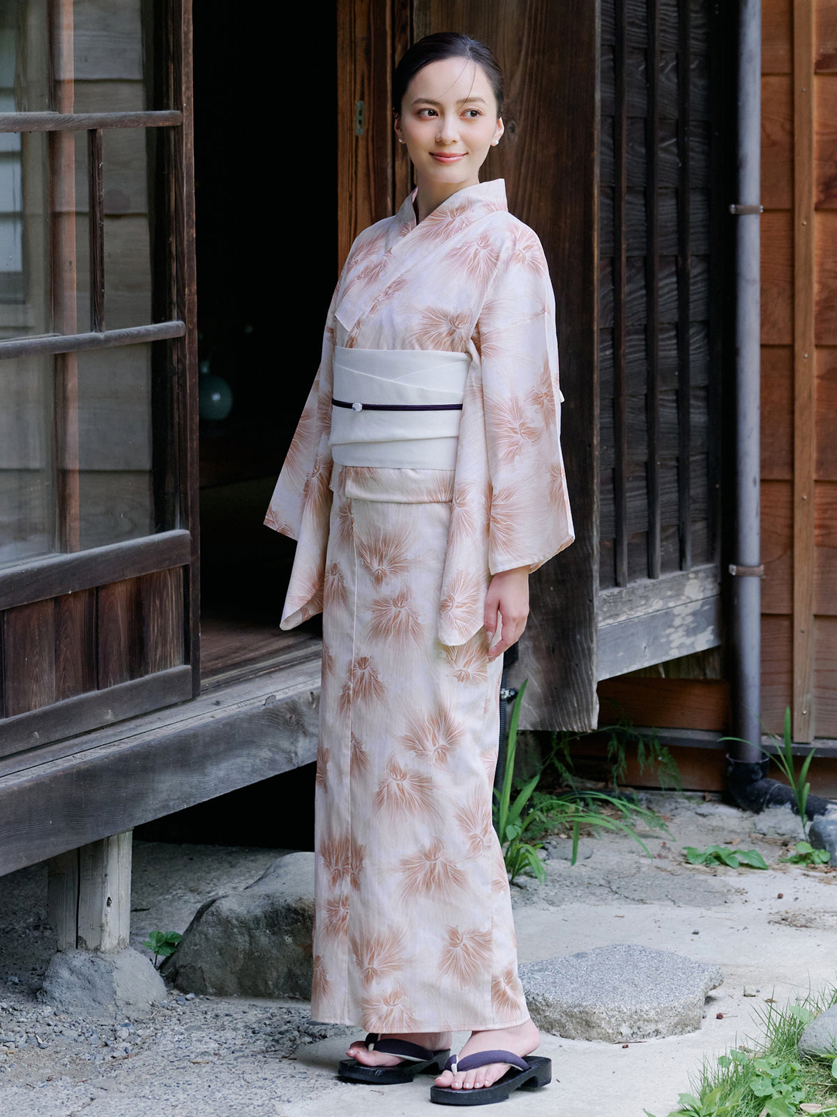 mist bloom yukata set - PINK BEIGE