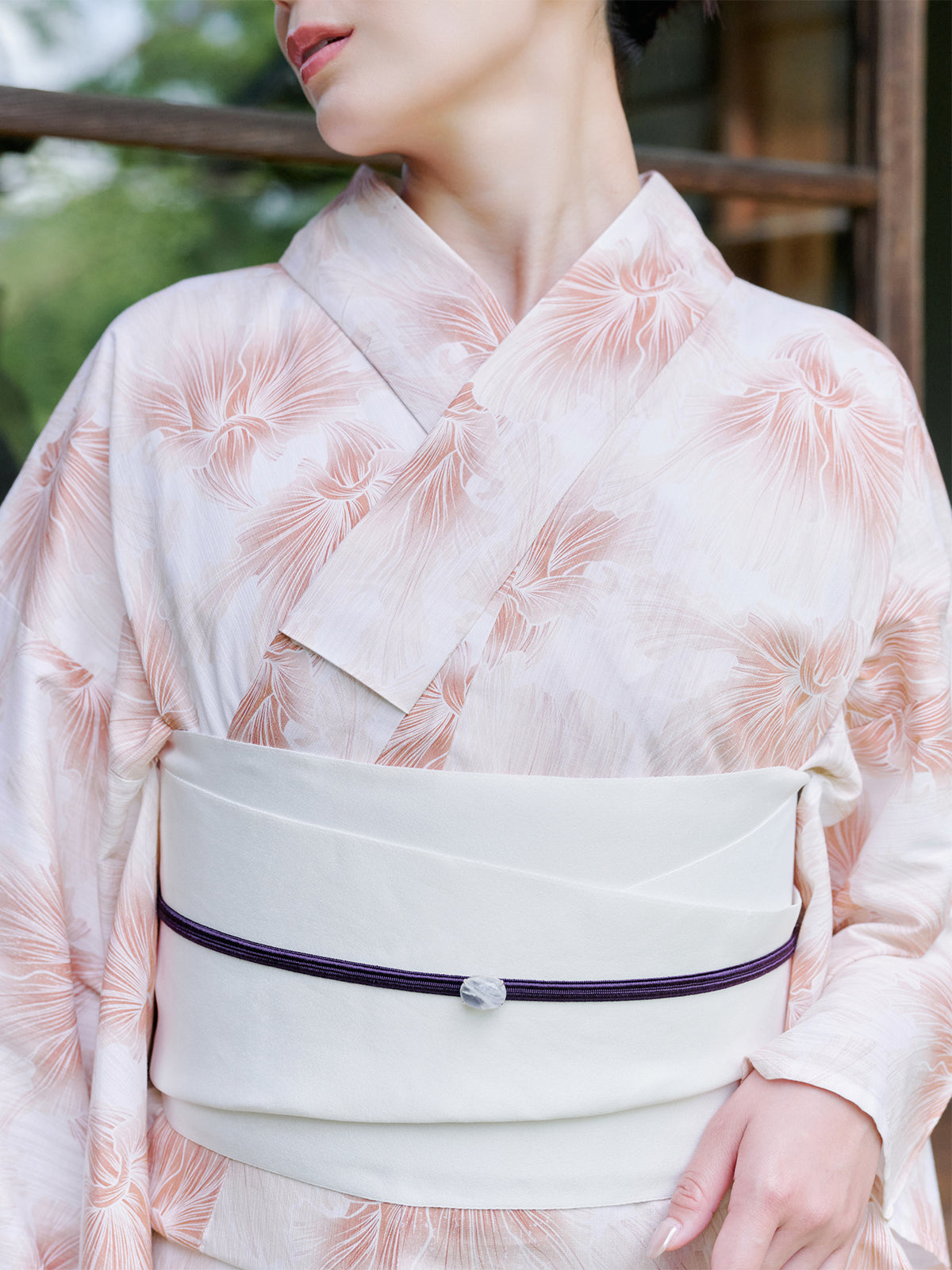 mist bloom yukata set - PINK BEIGE