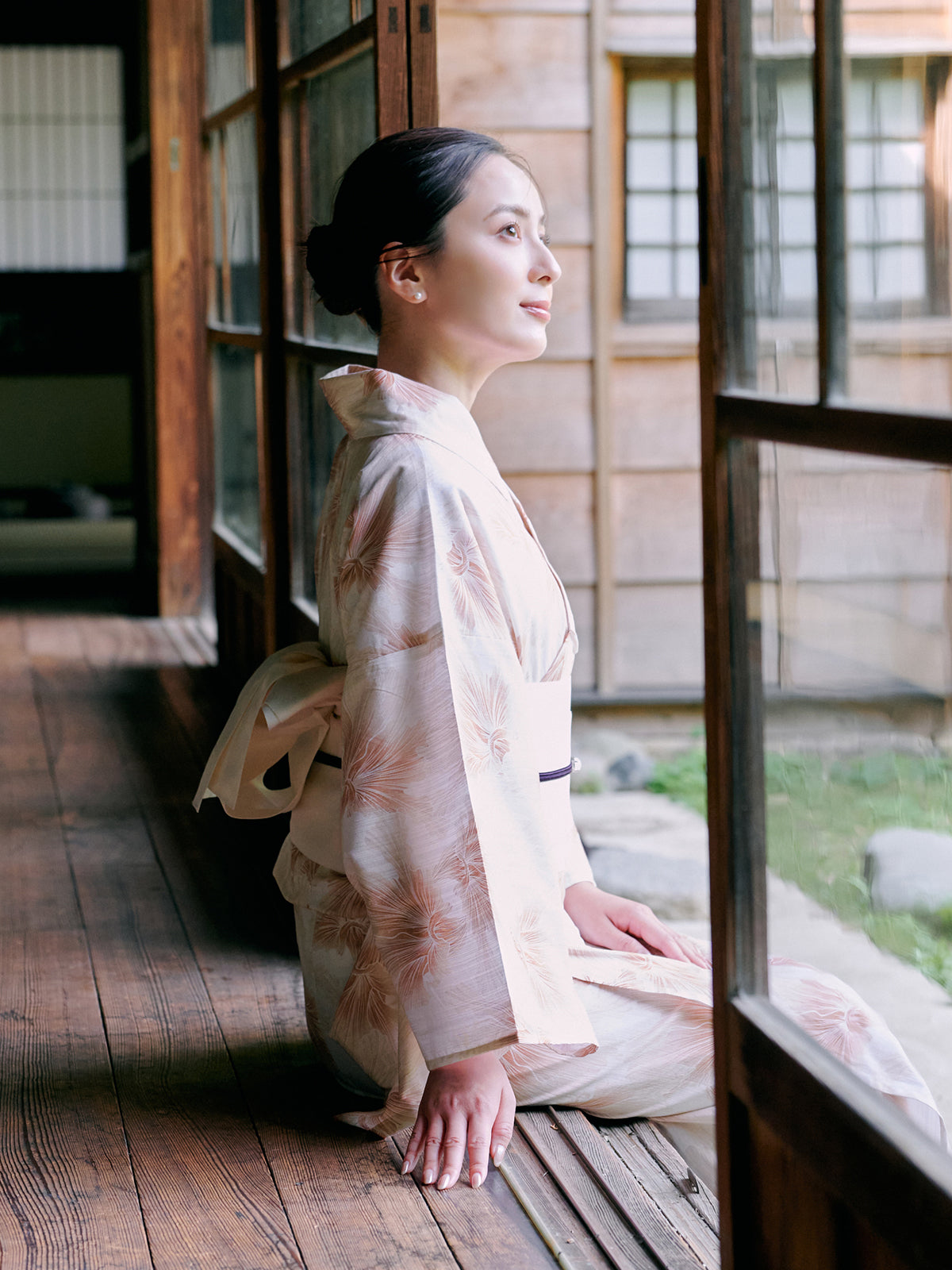 mist bloom yukata set - PINK BEIGE