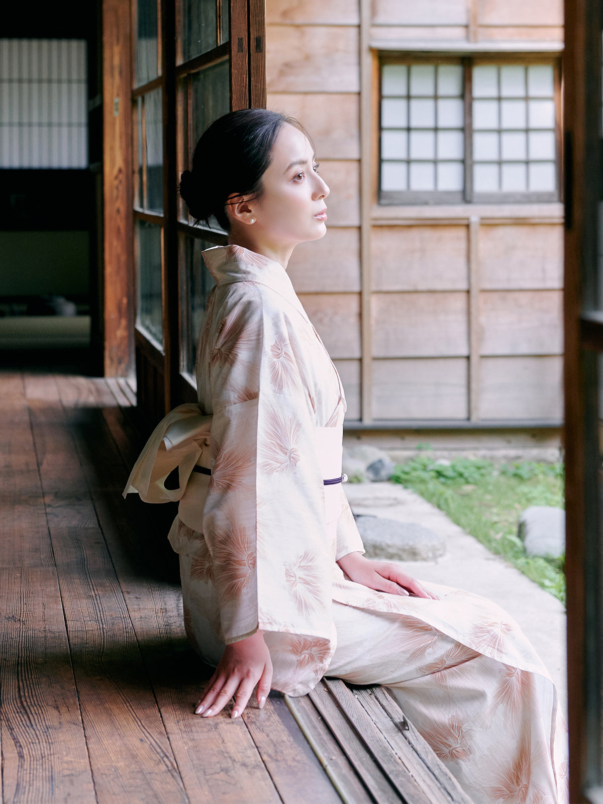 mist bloom yukata set - PINK BEIGE