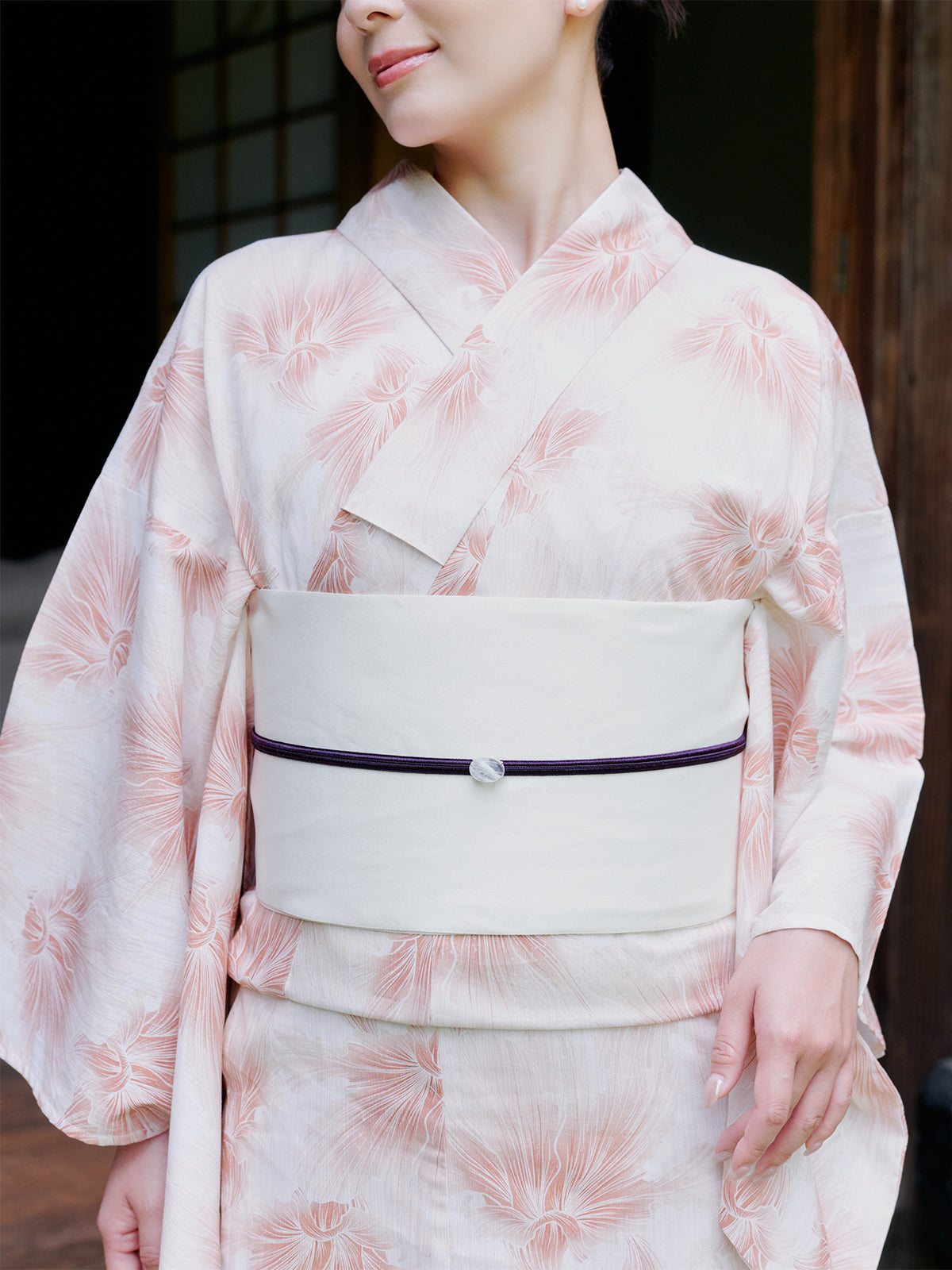 mist bloom yukata set - PINK BEIGE