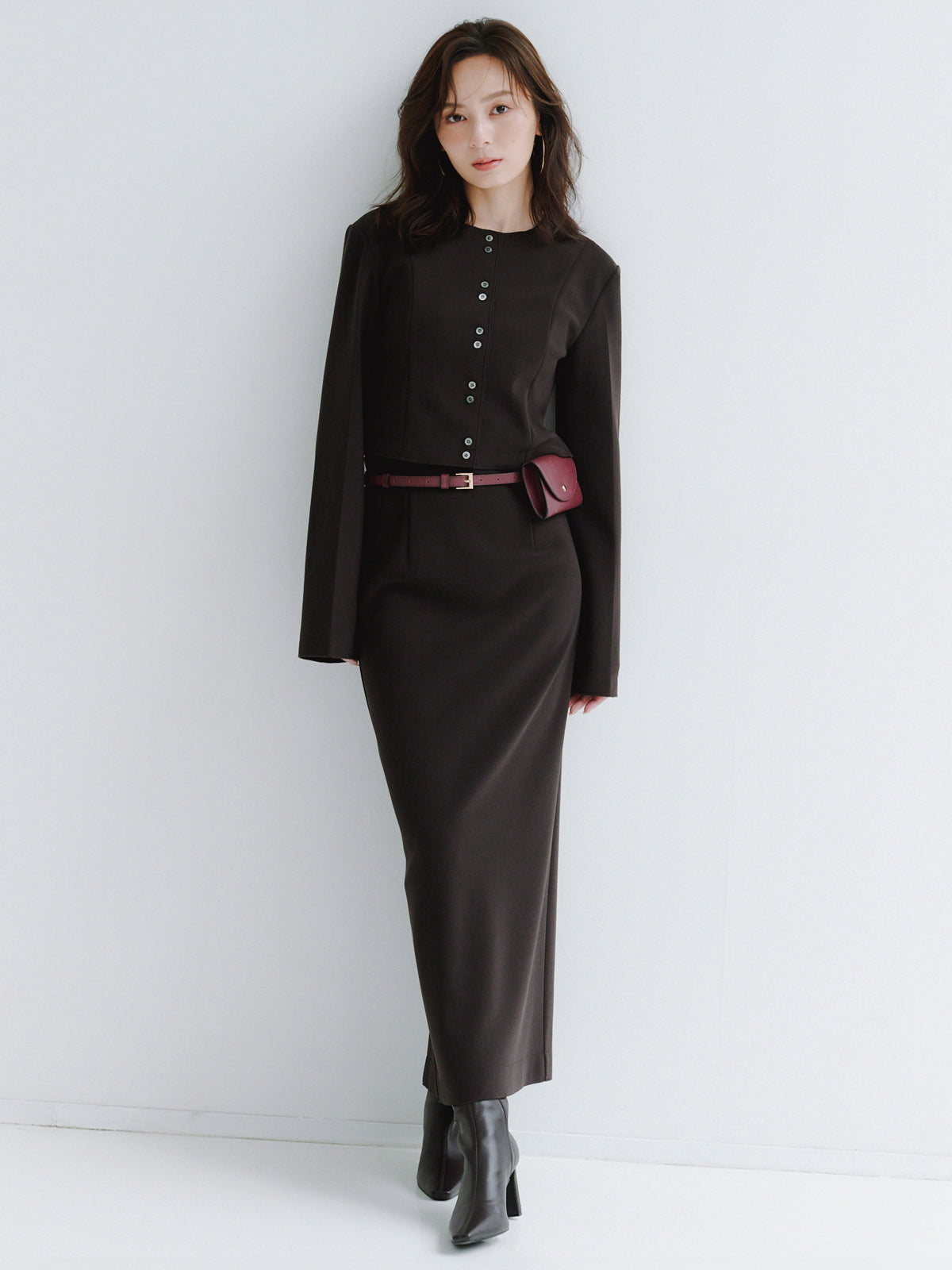 カットジョーゼットショートカーディガン