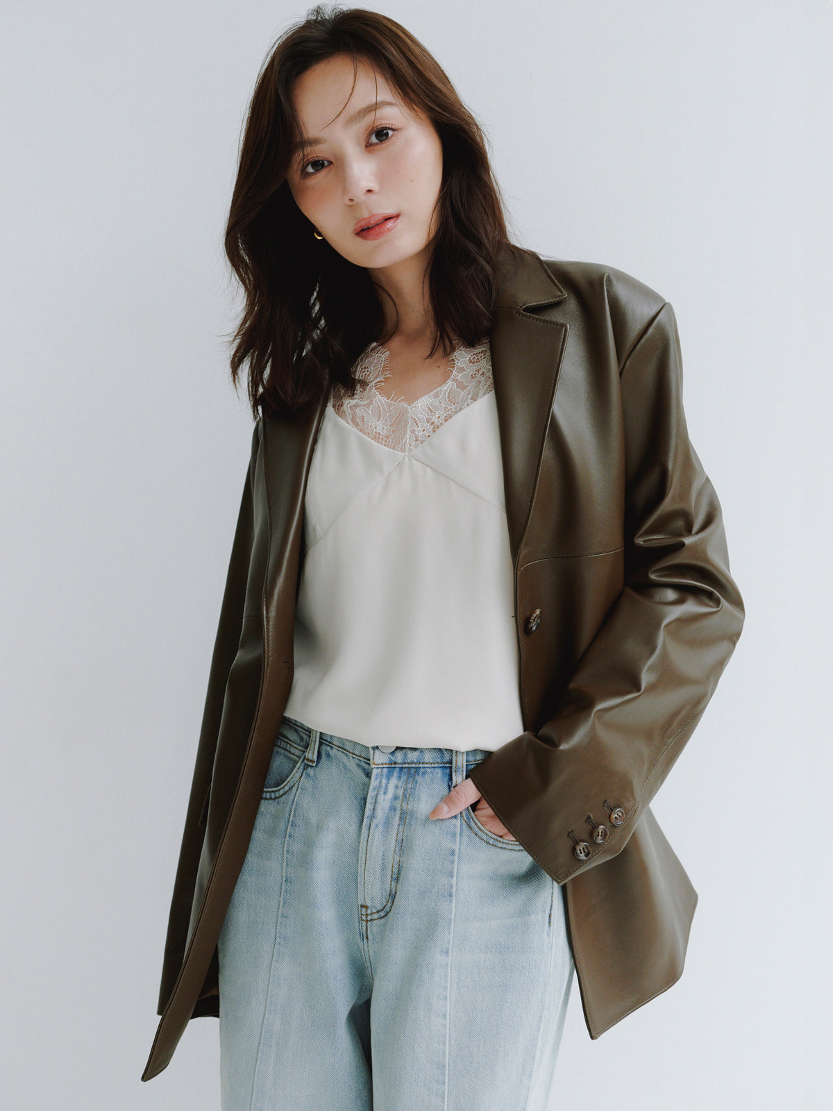 レザーテーラードジャケット