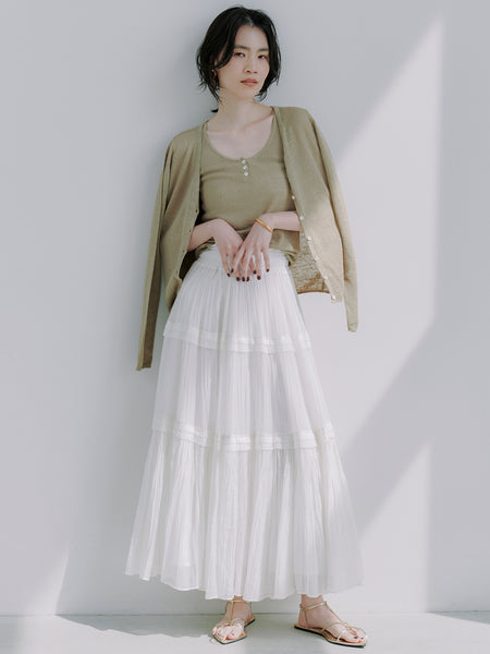 Indiaシルクブレンドティアードスカート