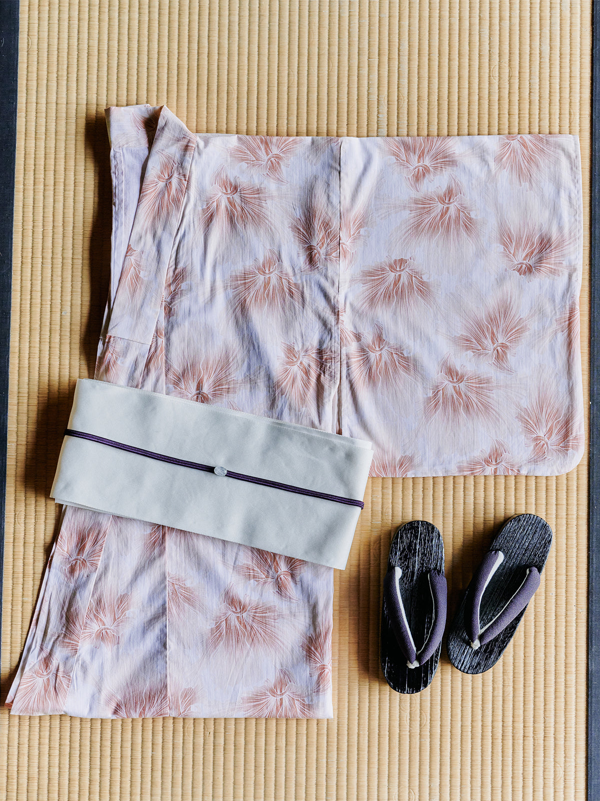 mist bloom yukata set - PINK BEIGE