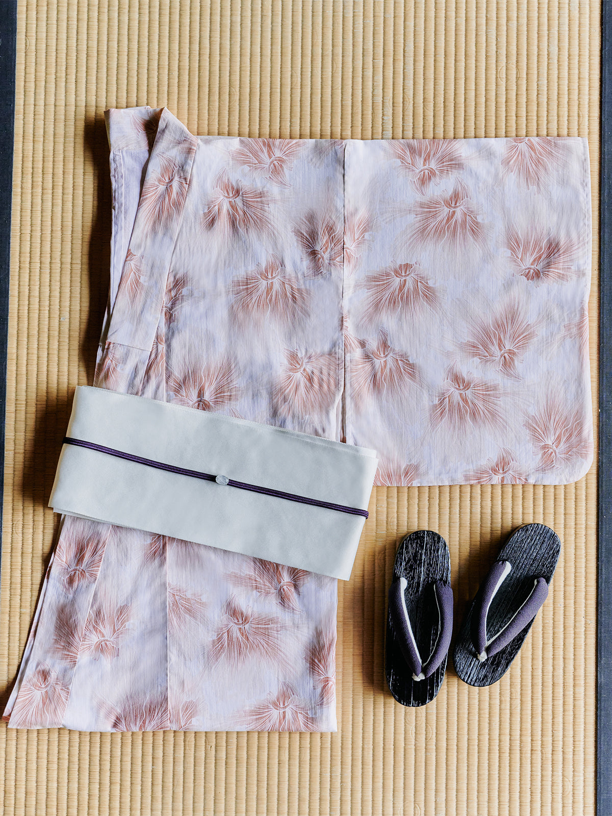 mist bloom yukata set - PINK BEIGE