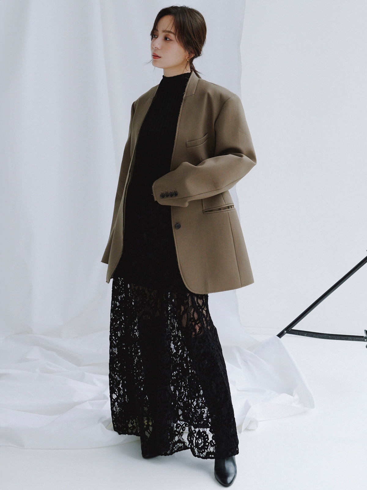 ベロアレースナロースカート