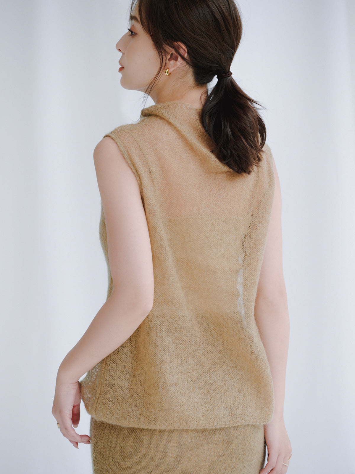 モヘアドレープニットトップス