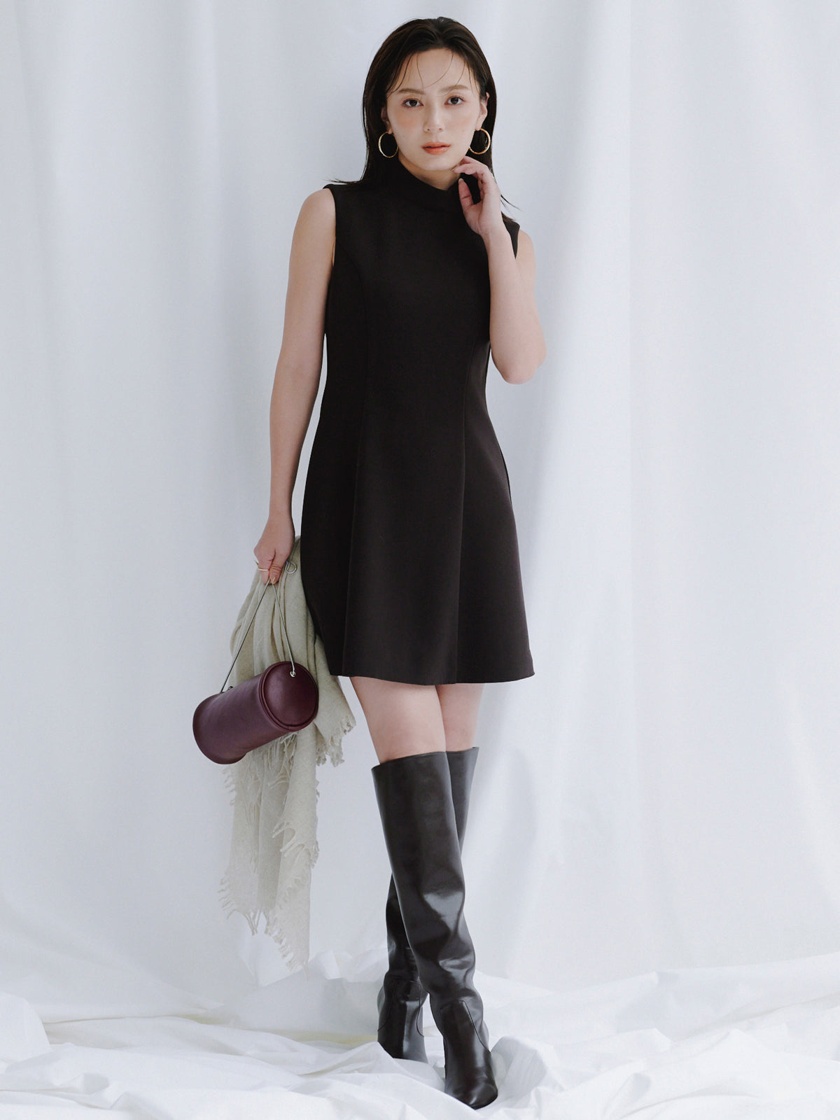 カットジョーゼットミニワンピース