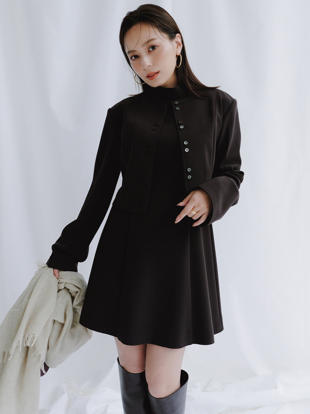 カットジョーゼットミニワンピース