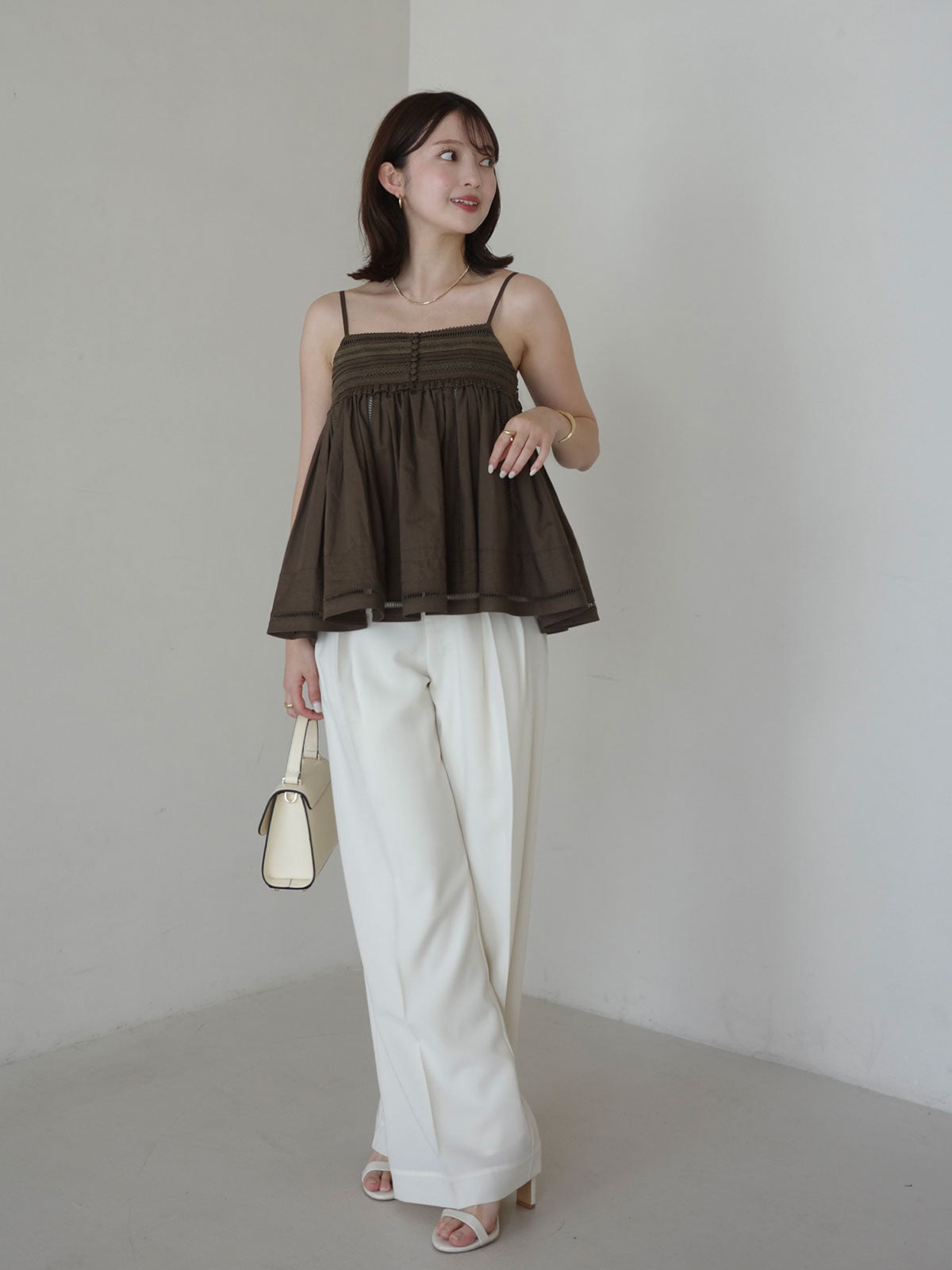Pintuck Lace Volume Camisole