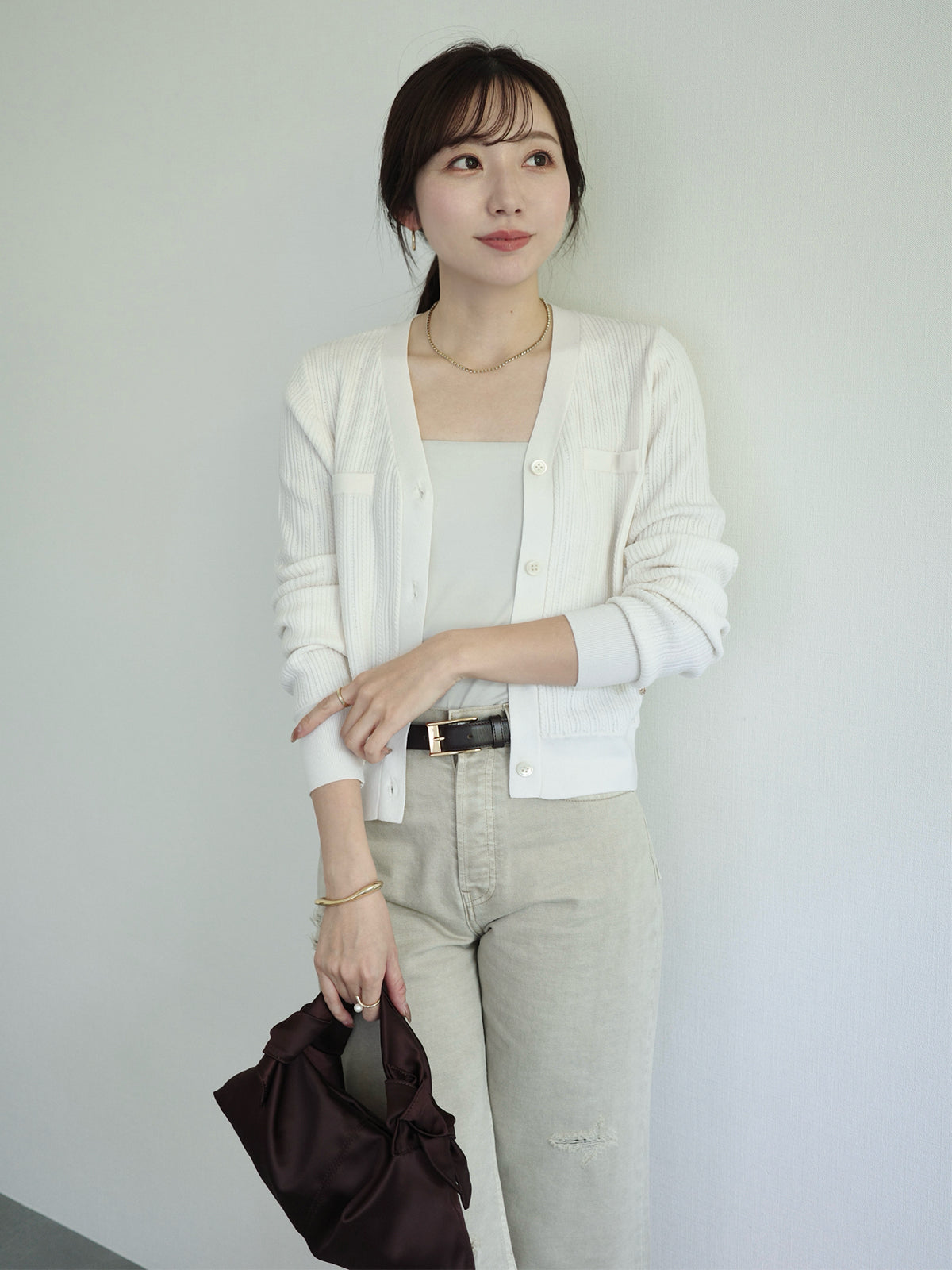 ラティスケーブルニットカーディガン