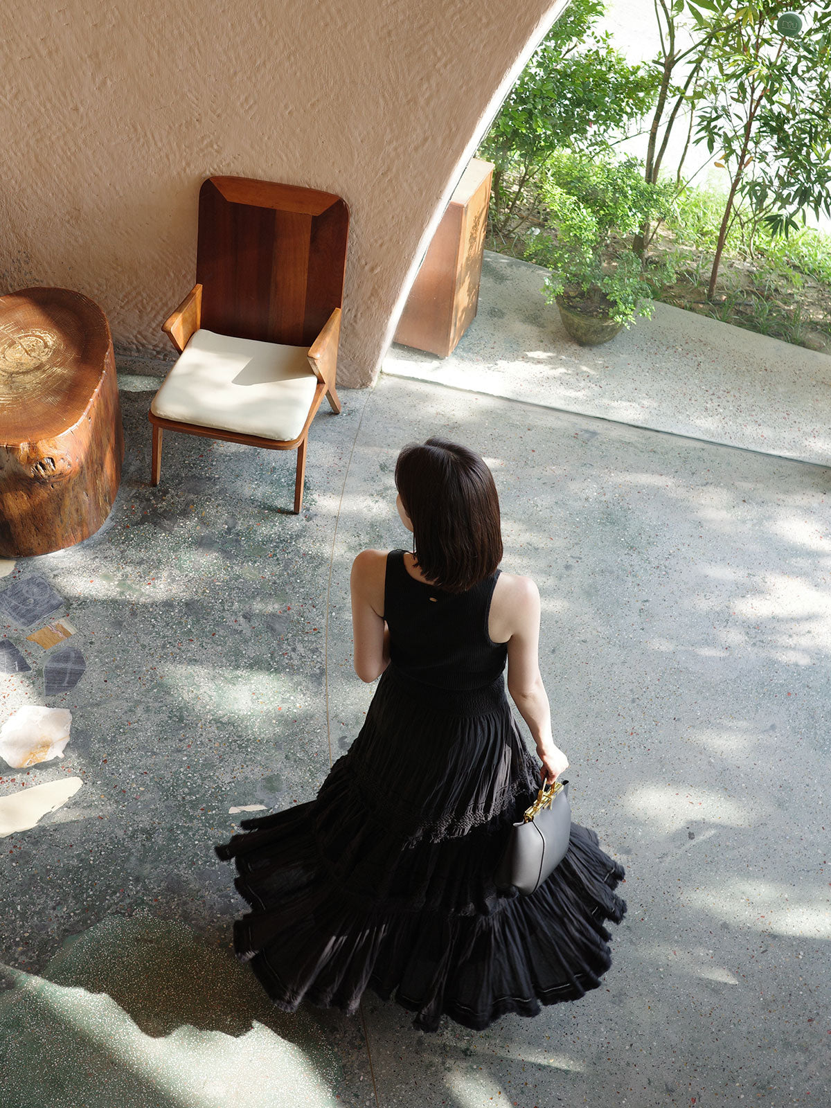 India 크링클 티어드 맥시 스커트