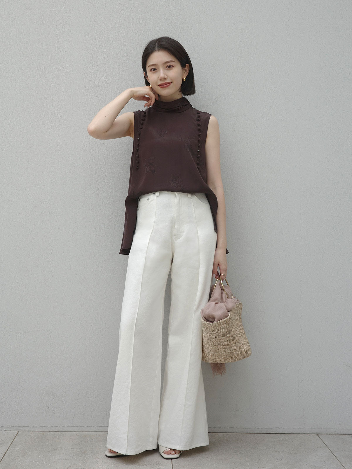 High-Waist Linen Wide Pants