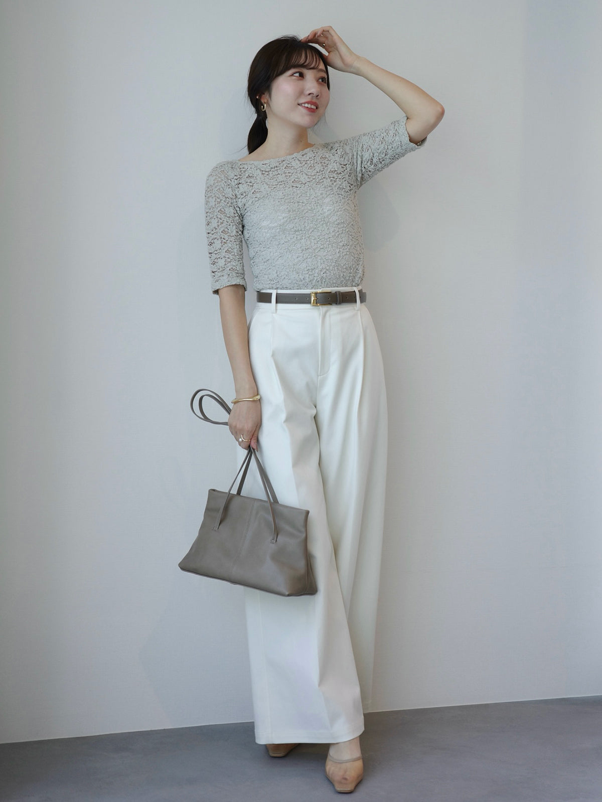 シュリンクレースボートネックプルオーバー