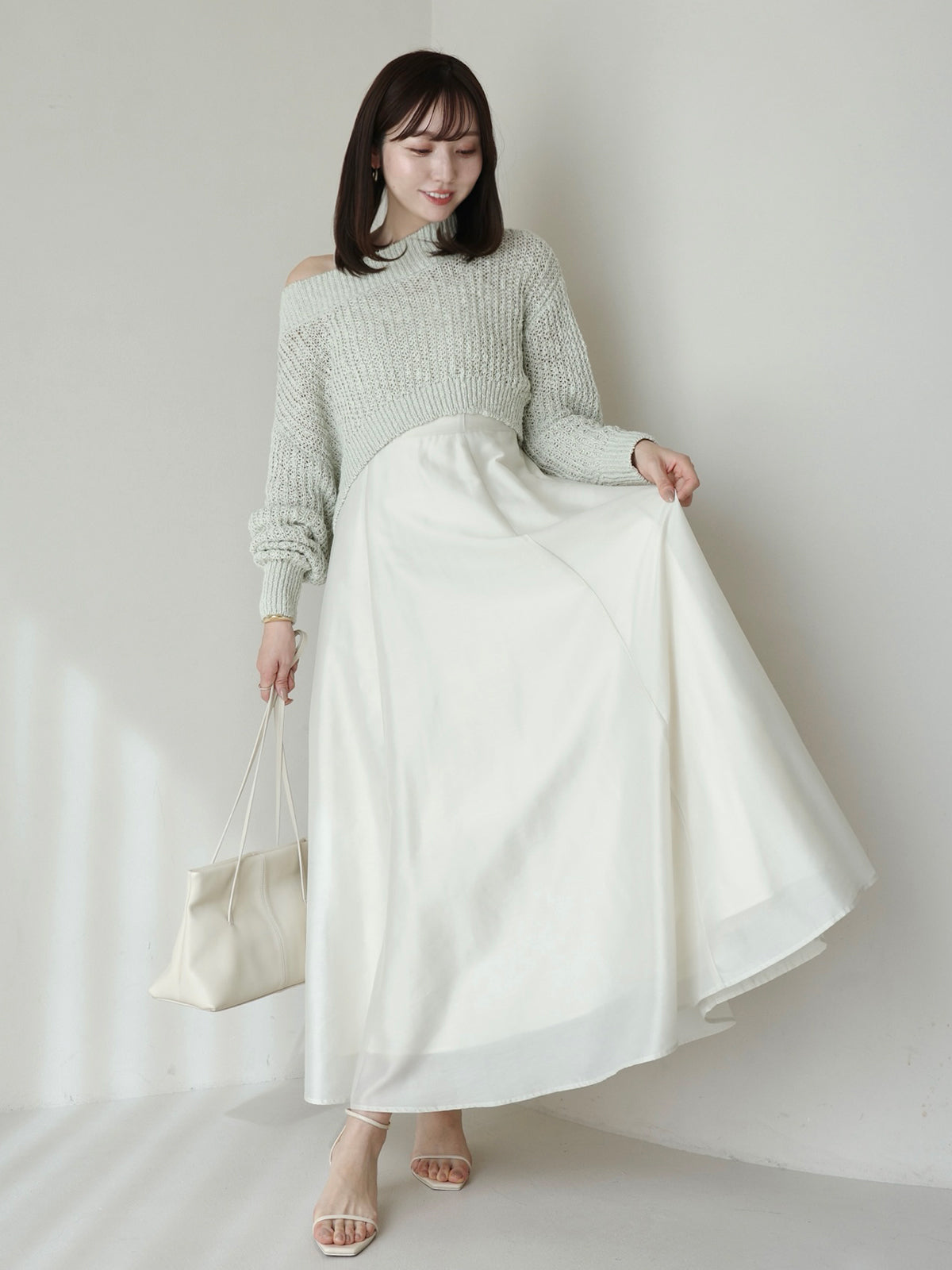 ニットレイヤードキャミワンピース