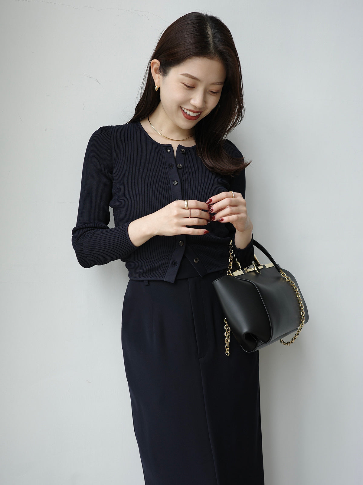 リュクスビスコースリブニットカーディガン