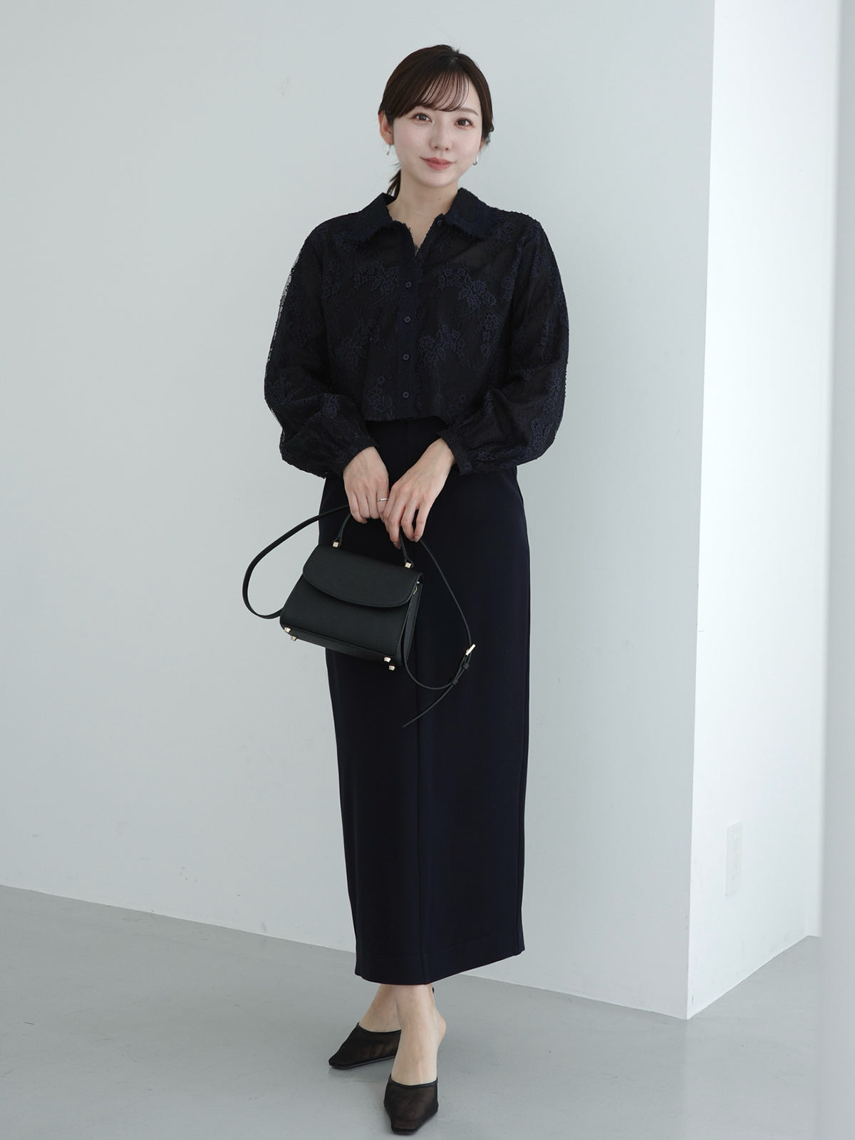 クロップドレースシャツブラウス